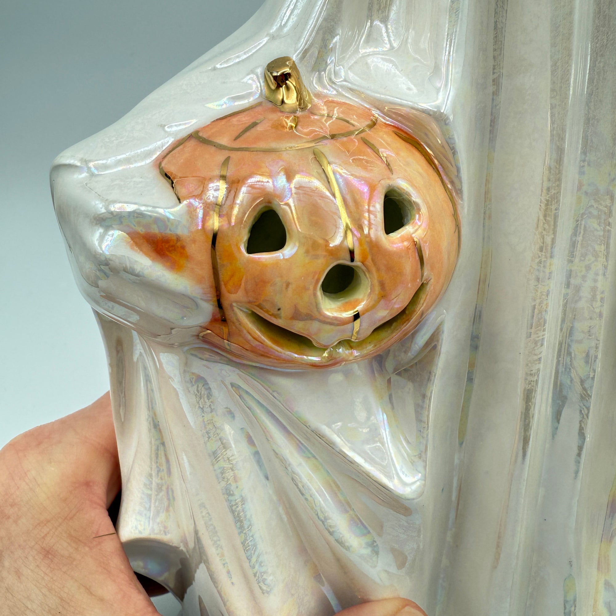Vintage Ghost Lamp with 22k Gold Accents & Mother of Pearl Finish