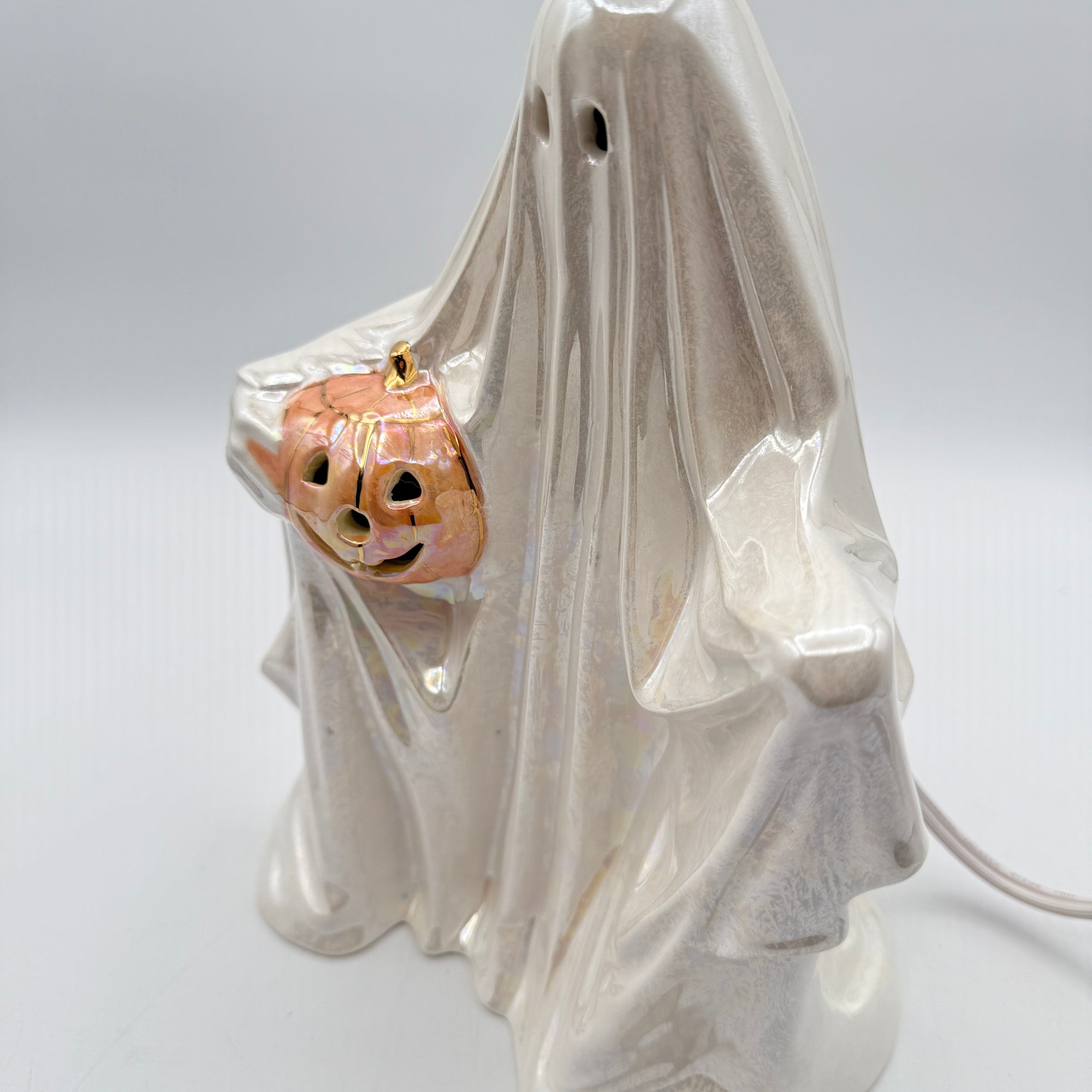 Vintage Ghost Lamp with 22k Gold Accents & Mother of Pearl Finish