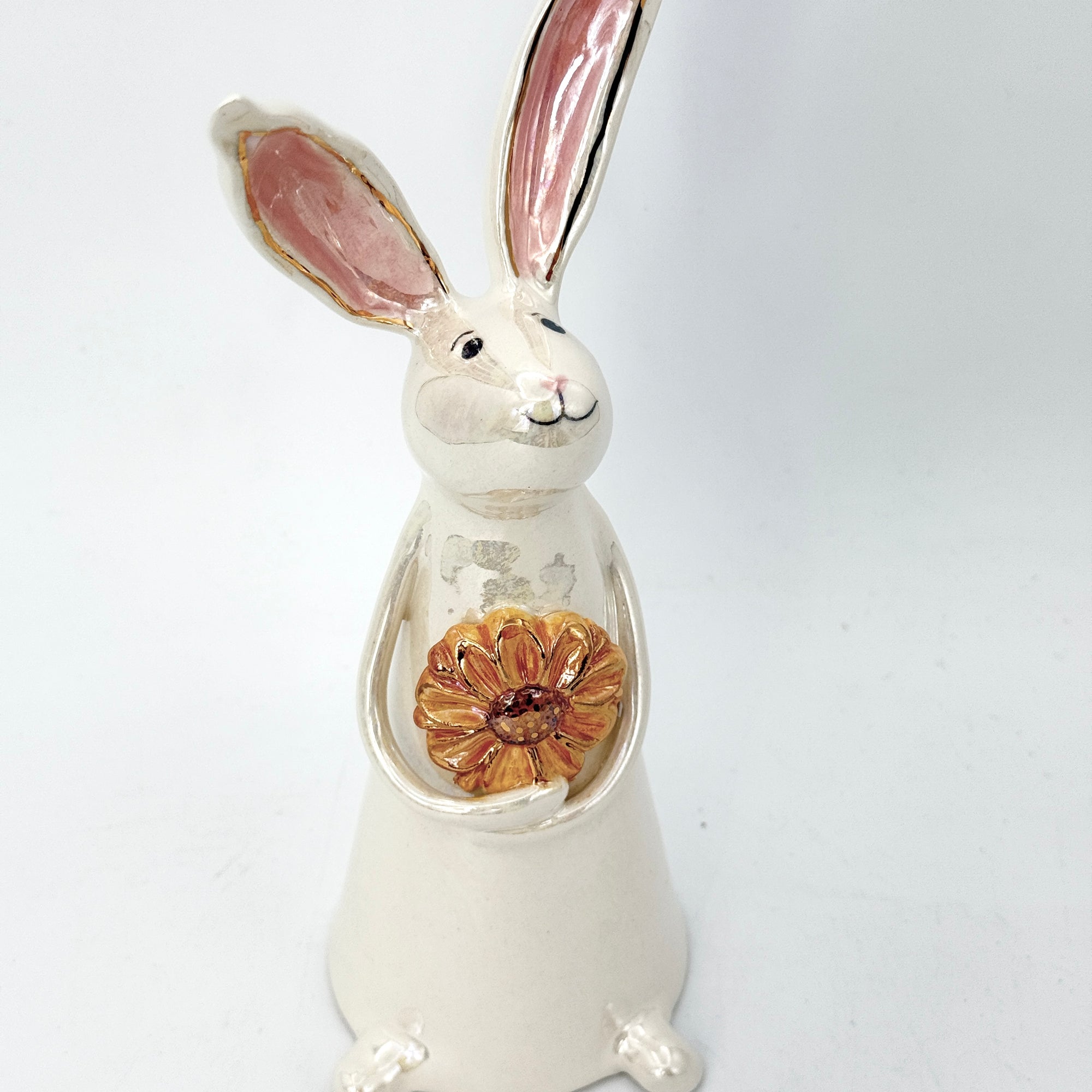 Hand-Sculpted Bunny with Sunflower — Fall Limited Edition #30