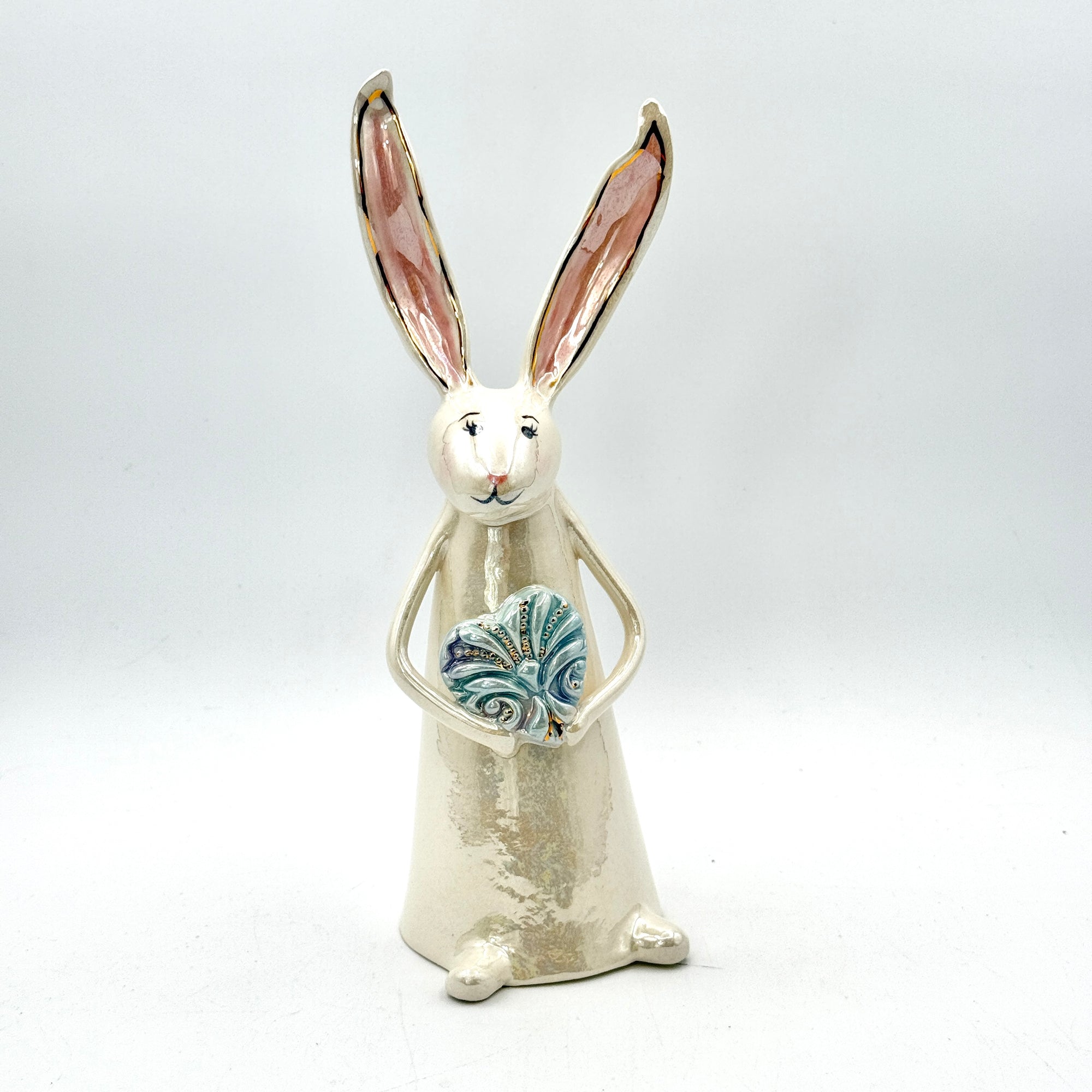 Hand-Sculpted Bunny with Blue Heart — Fall Limited Edition #33