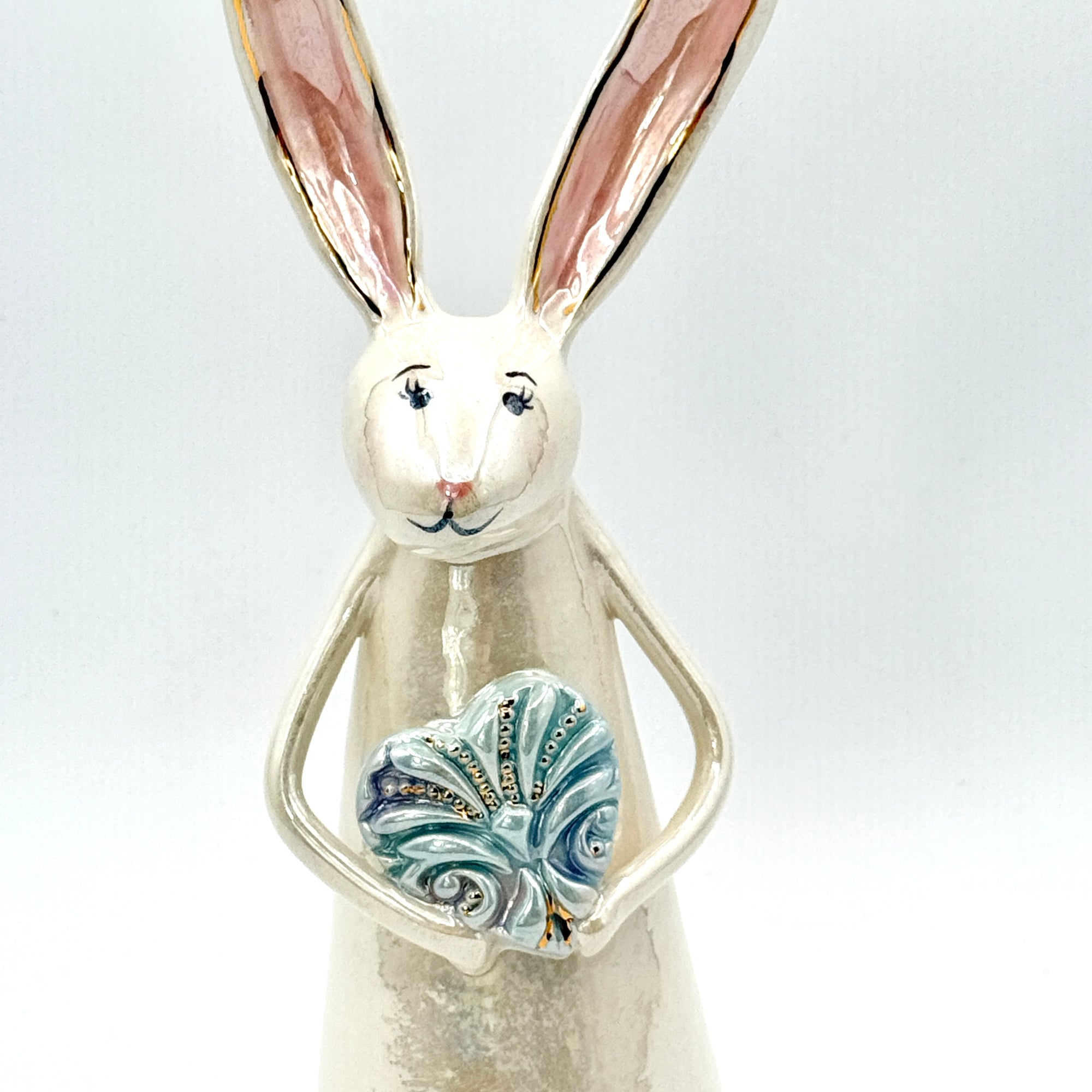 Hand-Sculpted Bunny with Blue Heart — Fall Limited Edition #33