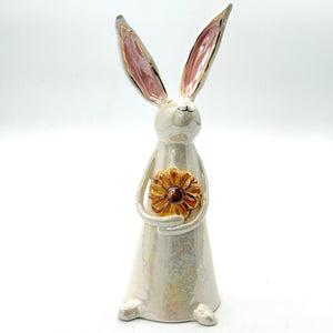 Hand-Sculpted Bunny with Sunflower — Fall Limited Edition #30