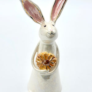 Hand-Sculpted Bunny with Sunflower — Fall Limited Edition #30