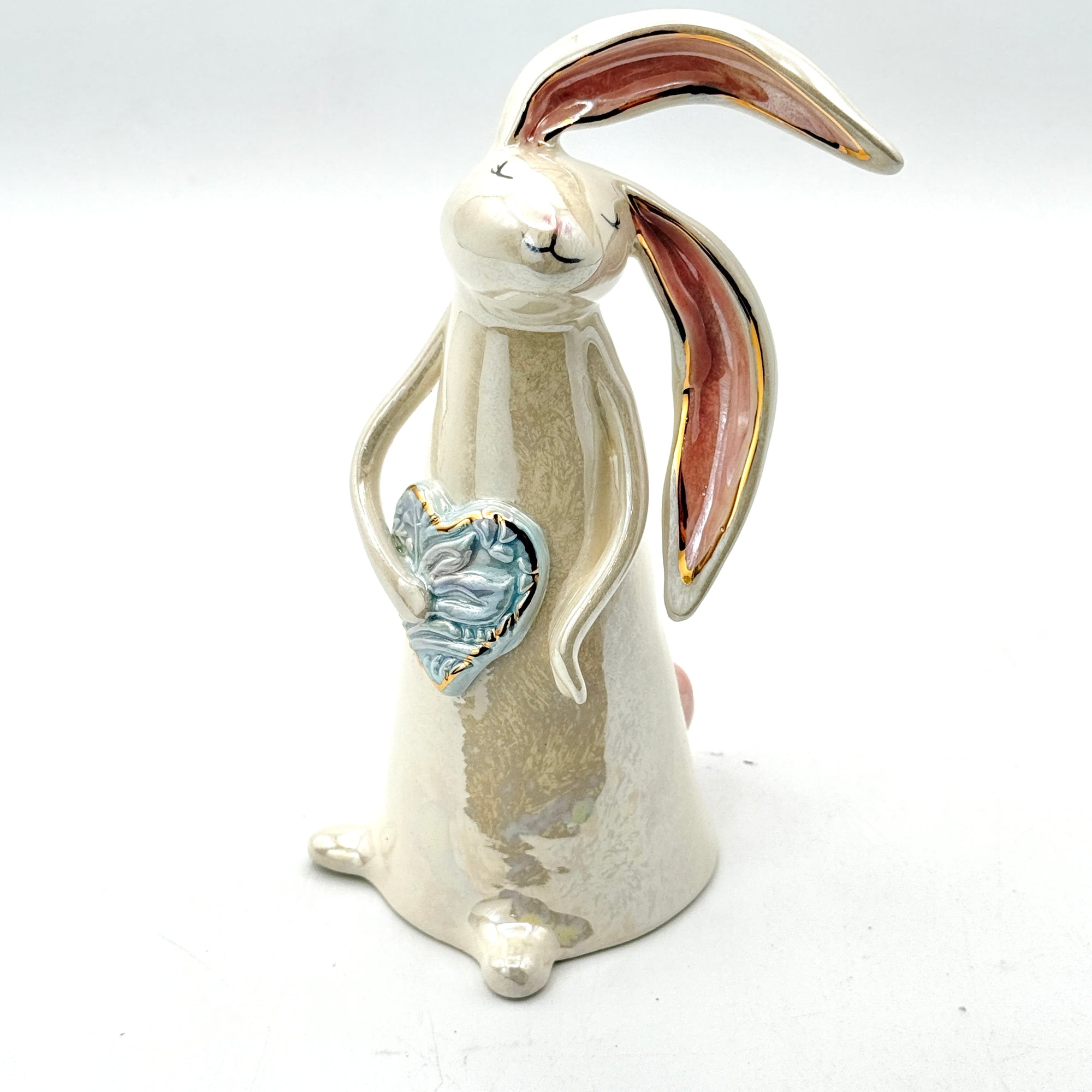 Hand-Sculpted Bunny with Blue Heart — Fall Limited Edition #34