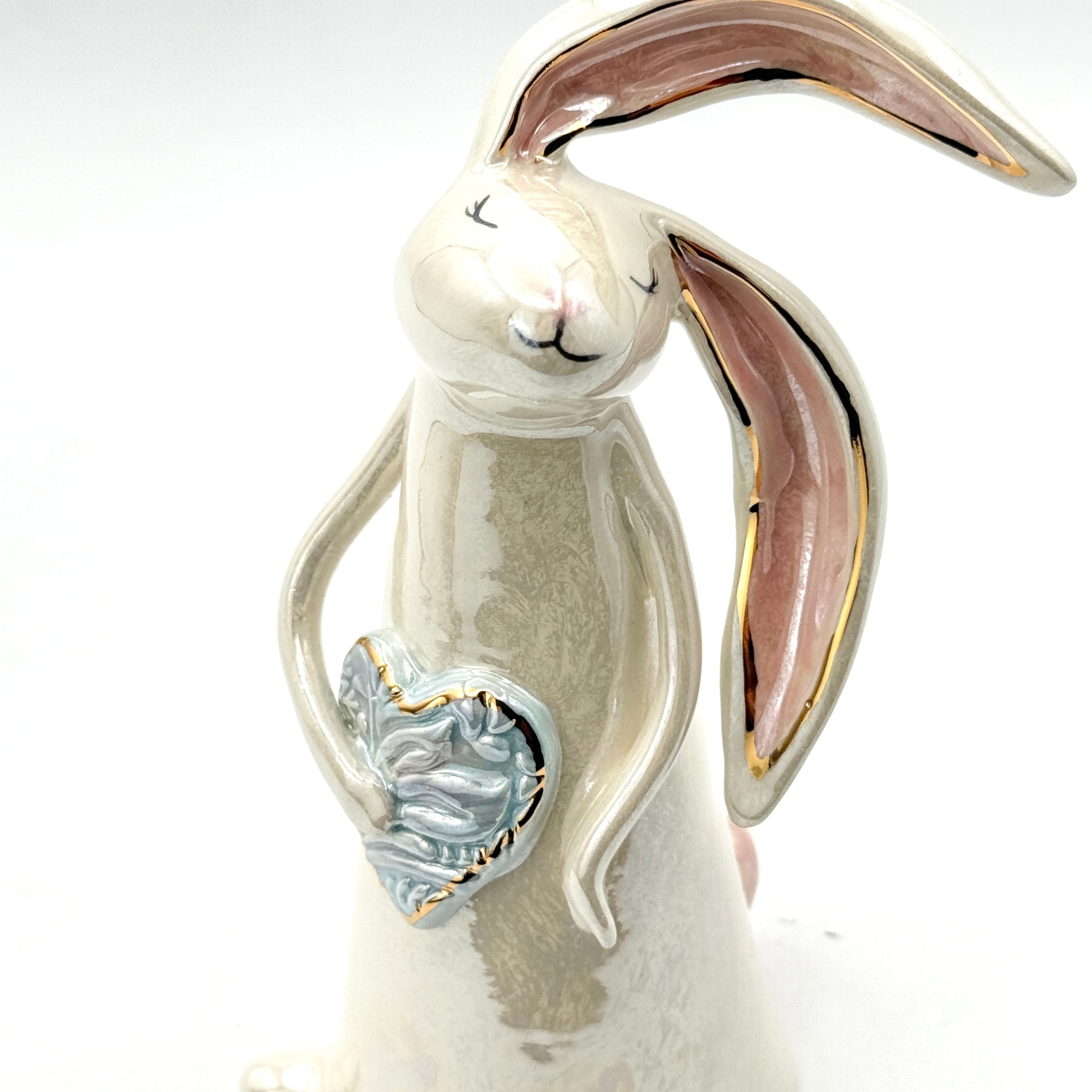 Hand-Sculpted Bunny with Blue Heart — Fall Limited Edition #34