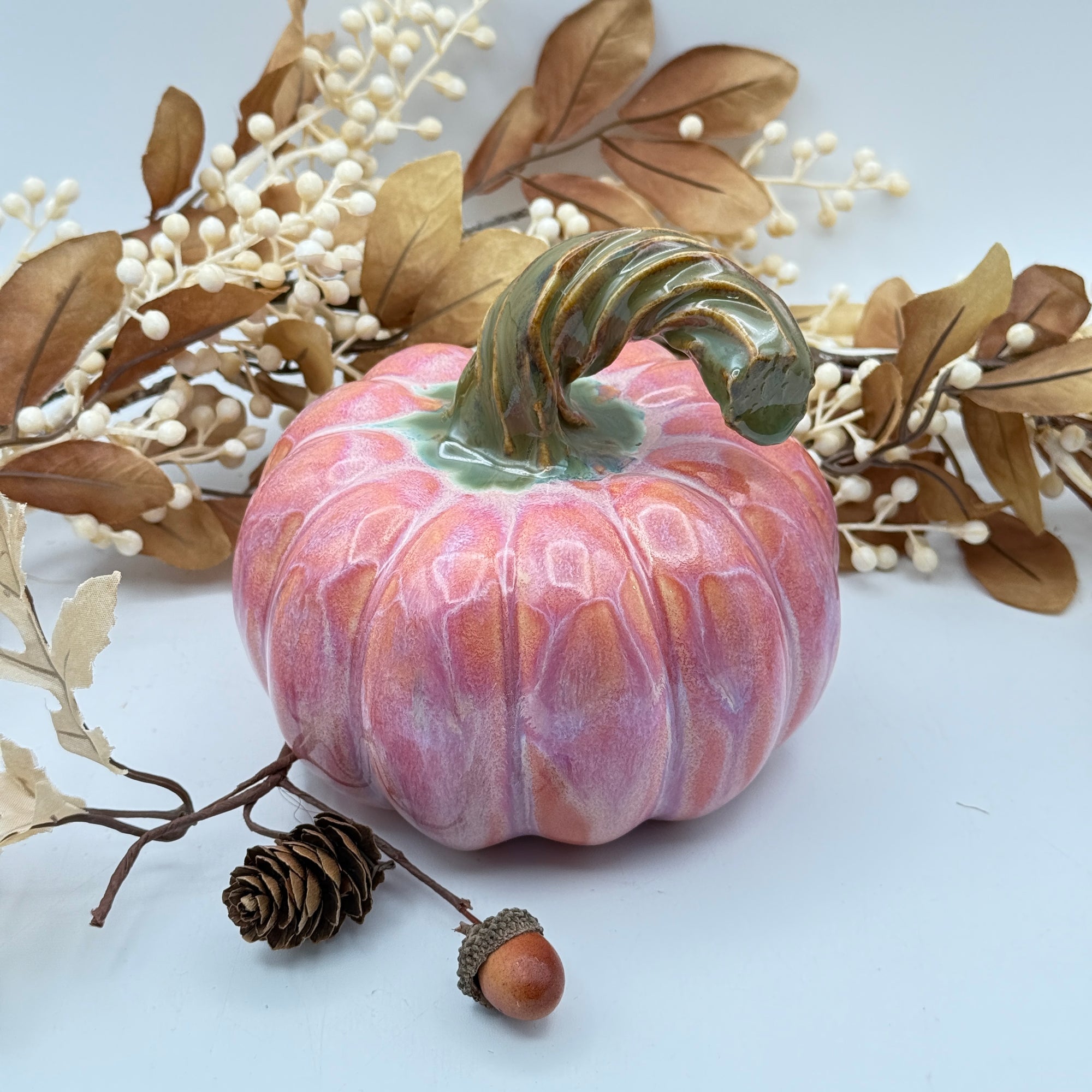 “Sunset Bloom” Stoneware Pumpkin