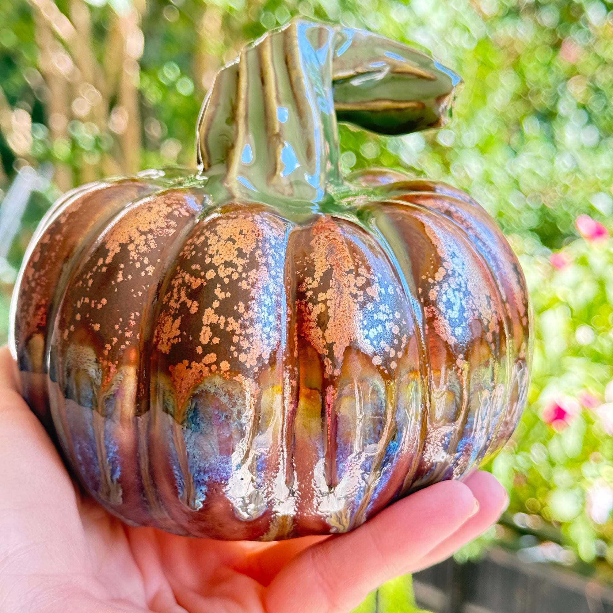 "Autumn Embers” Ceramic Pumpkin