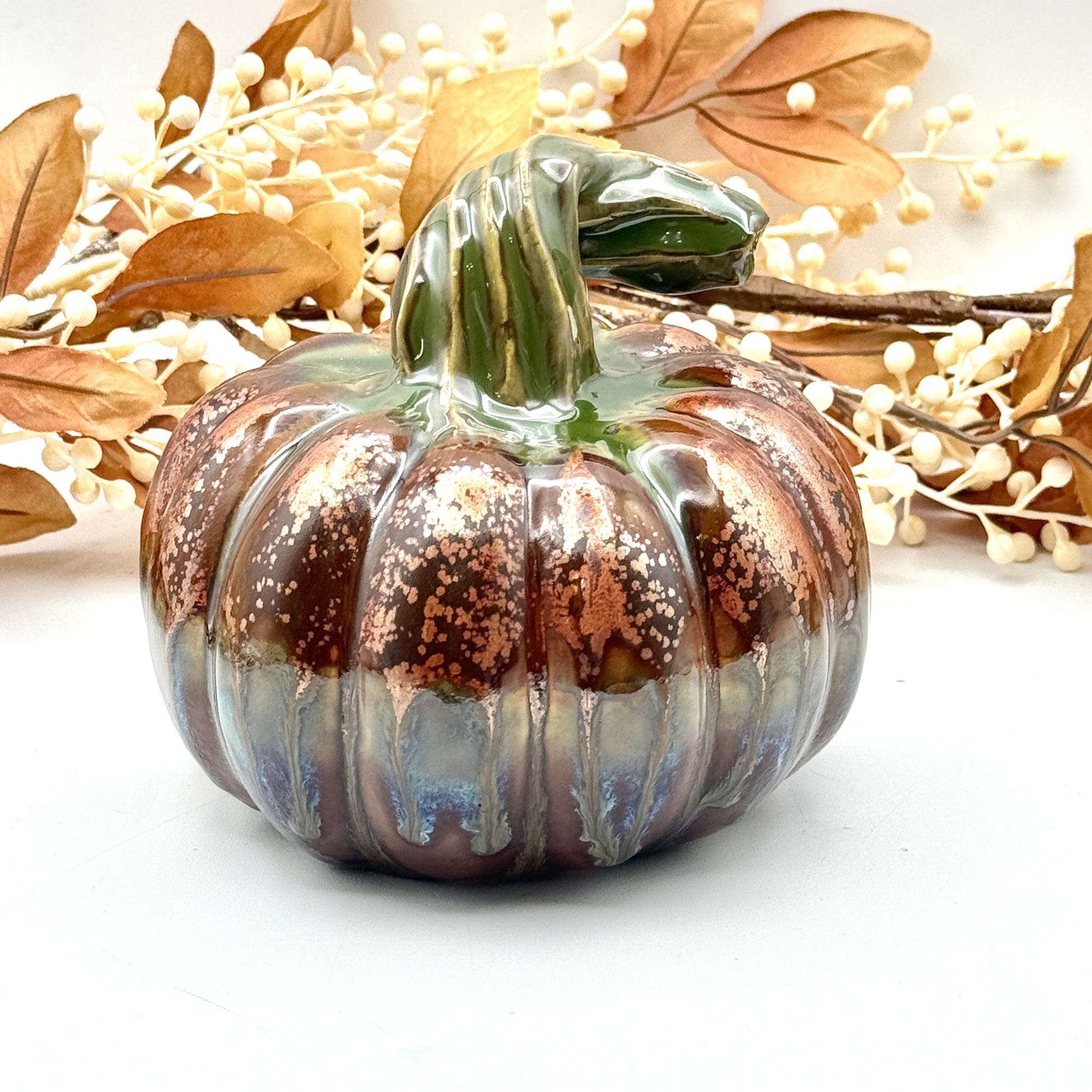 "Autumn Embers” Ceramic Pumpkin