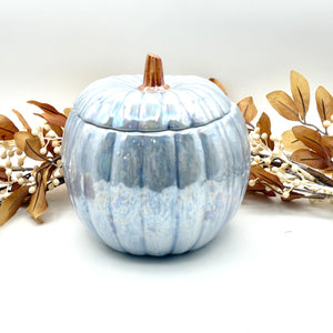 Iridescent Blue Pumpkin Jar