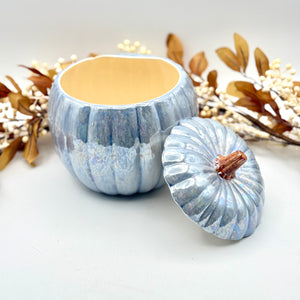 Iridescent Blue Pumpkin Jar