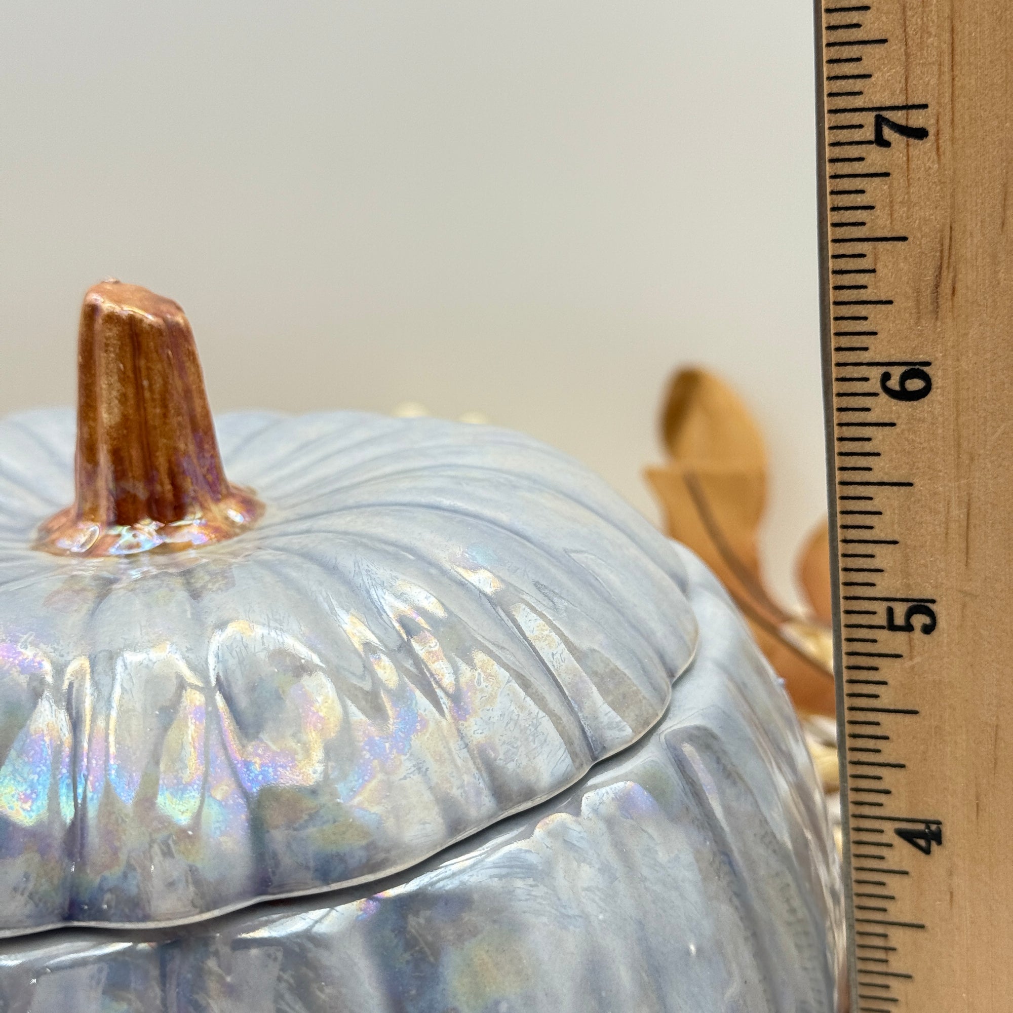Iridescent Blue Pumpkin Jar