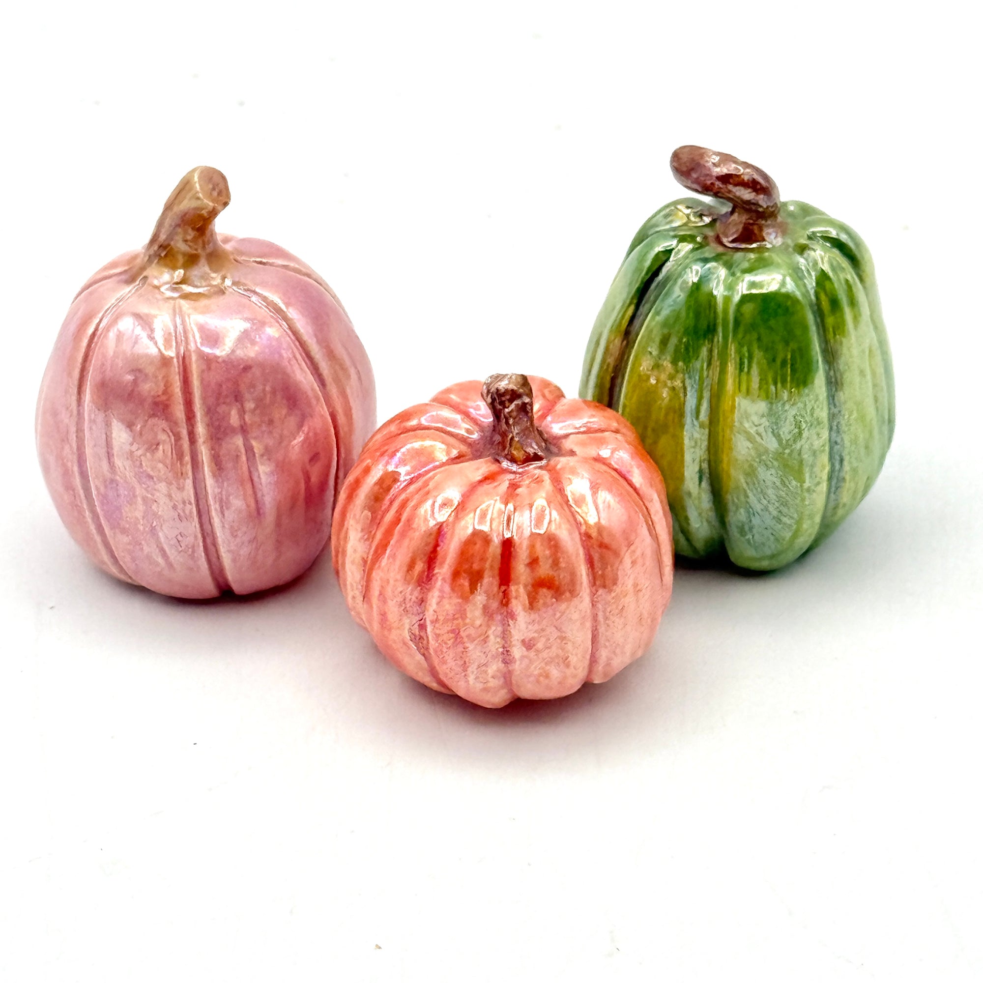 Mini Pumpkin Trio with Iridescent Mother of Pearl Luster (#1)