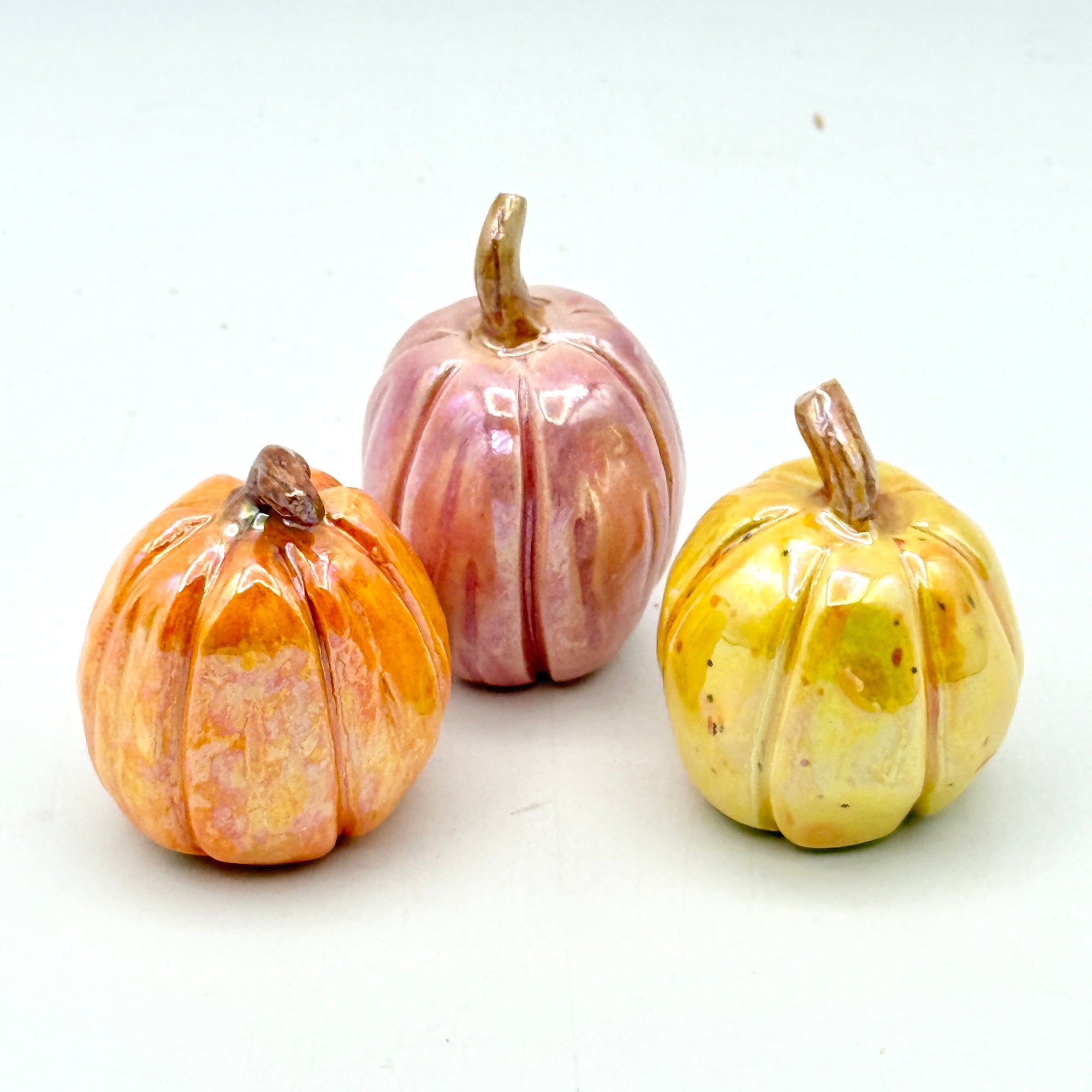 Mini Pumpkin Trio with Iridescent Mother of Pearl Luster (#2)
