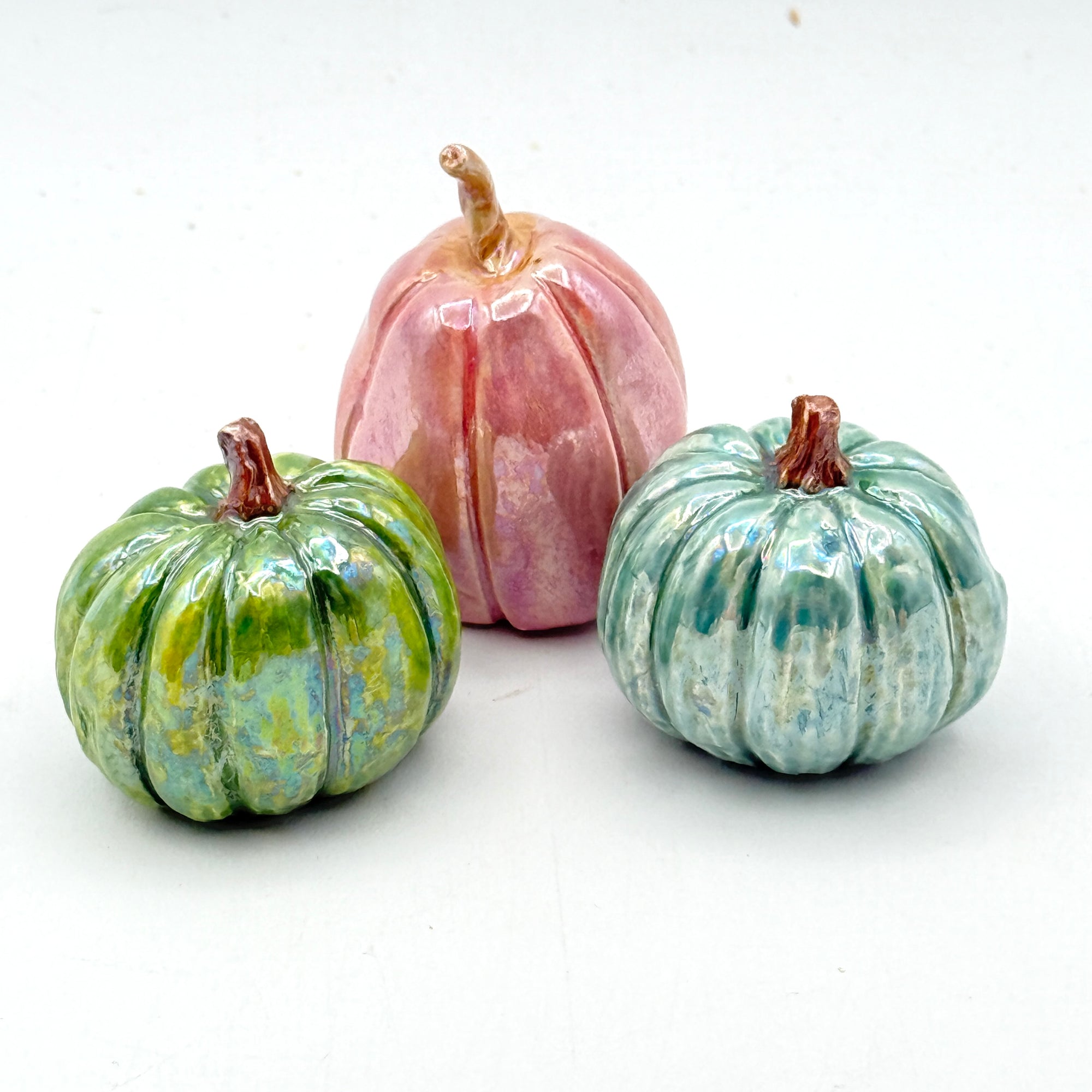Mini Pumpkin Trio with Iridescent Mother of Pearl Luster (#4)