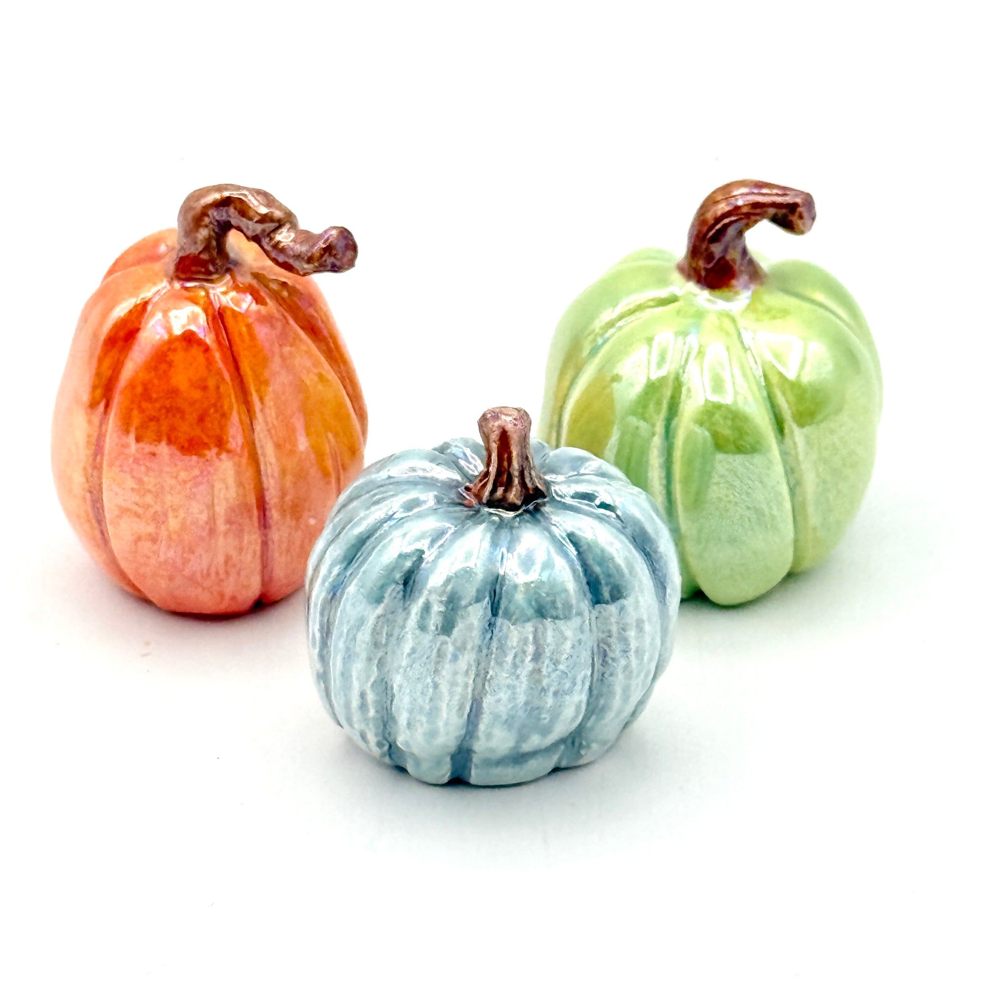 Mini Pumpkin Trio with Iridescent Mother of Pearl Luster (#6)