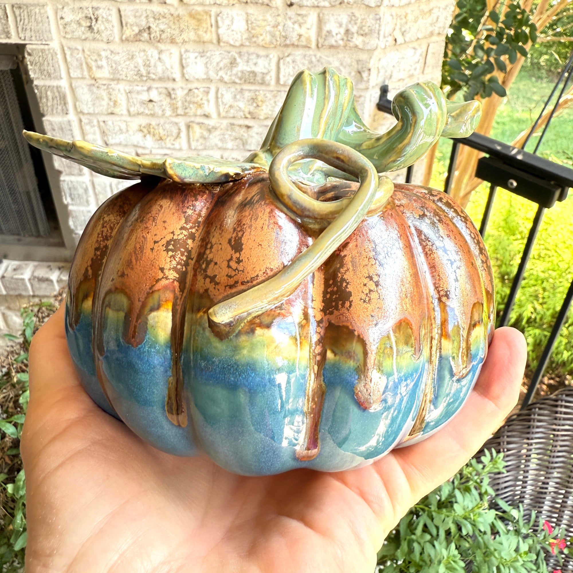 "Copper Tide" Ceramic Pumpkin