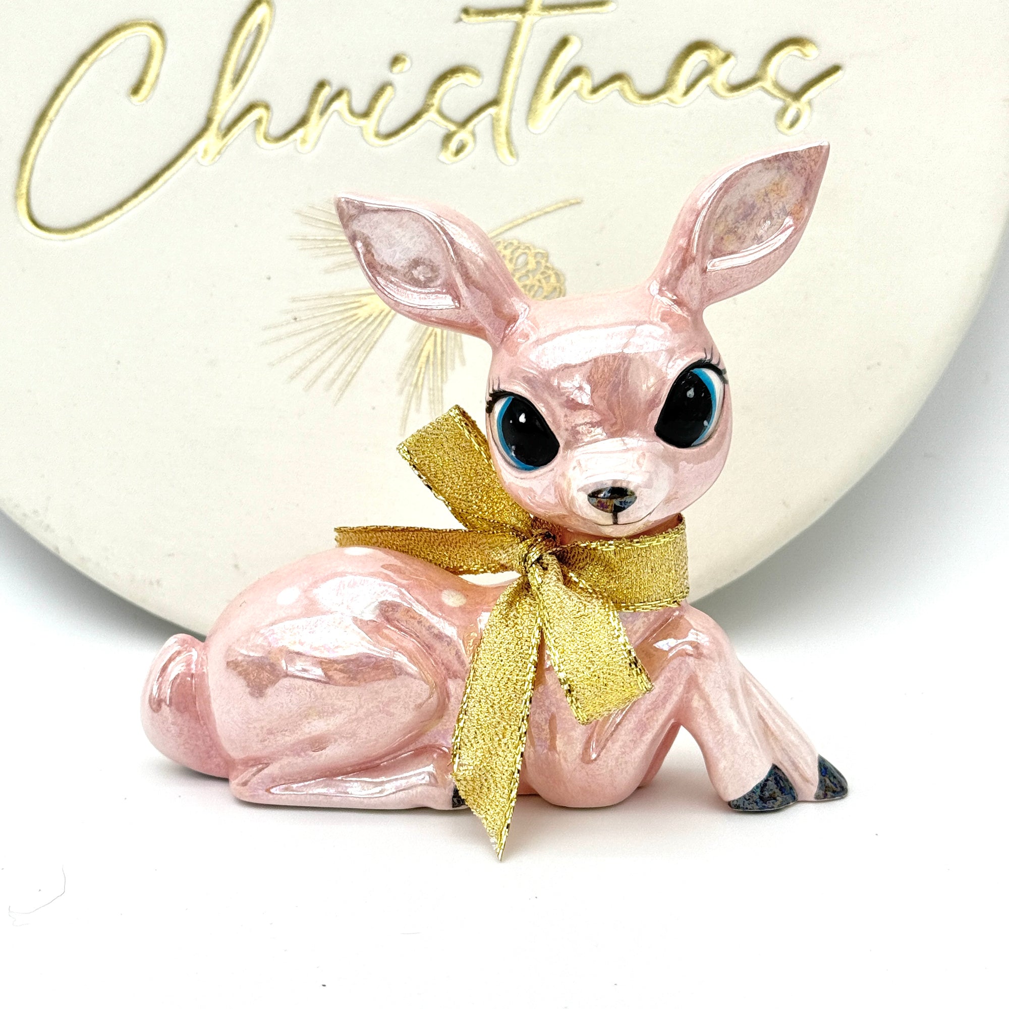 Pink Vintage-Style Deer Figurine
