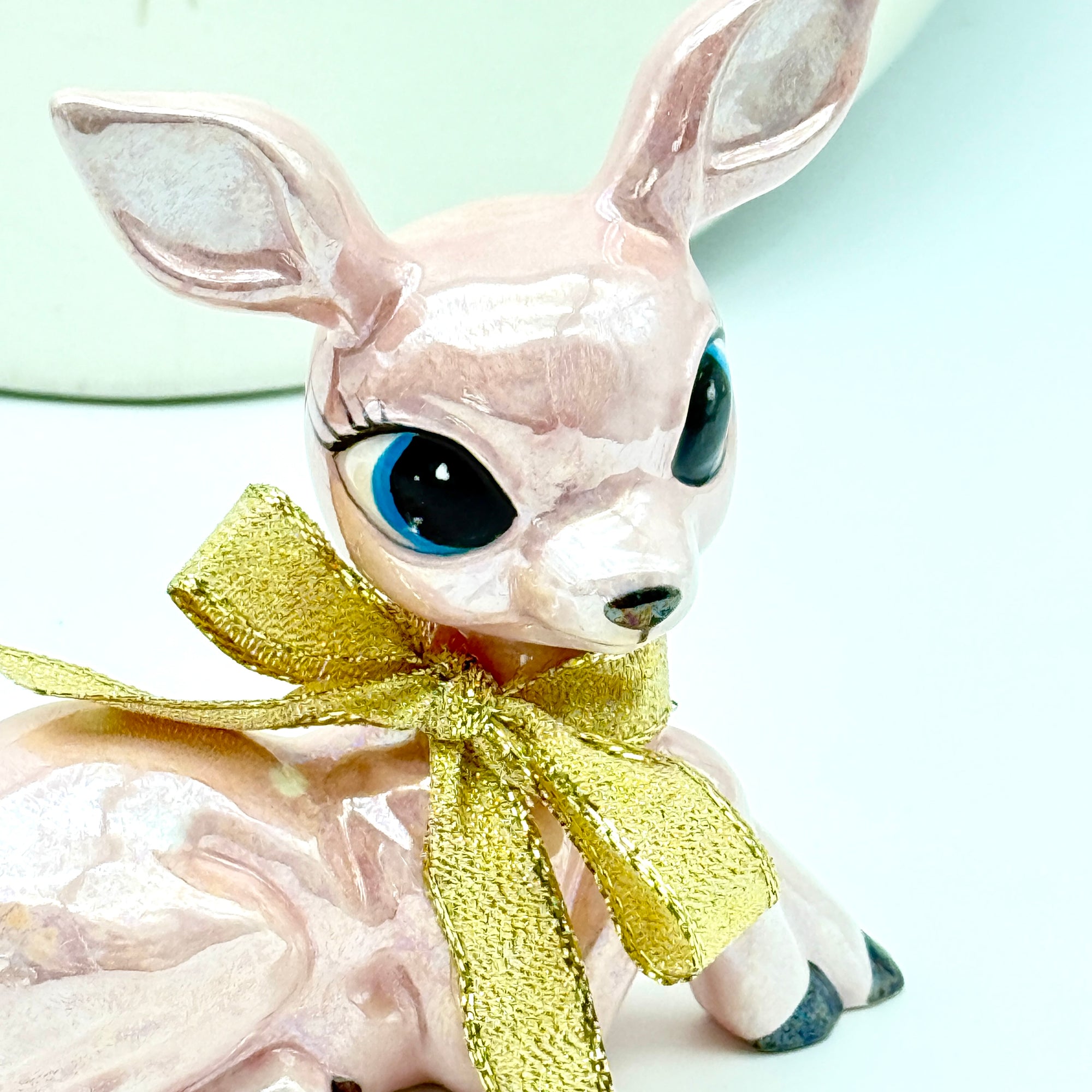 Pink Vintage-Style Deer Figurine