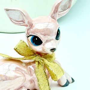 Pink Vintage-Style Deer Figurine