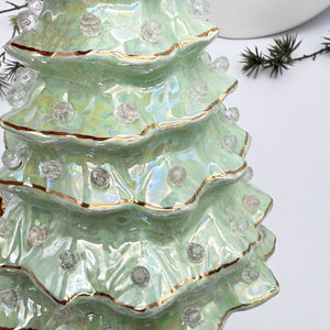 9" Iridescent Ceramic Christmas Tree with 22k Gold Accents