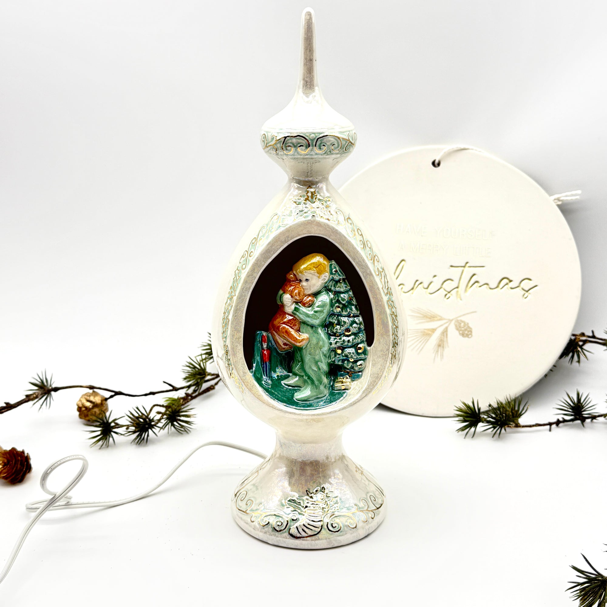 14” Vintage-Inspired Ceramic Christmas Light-Up