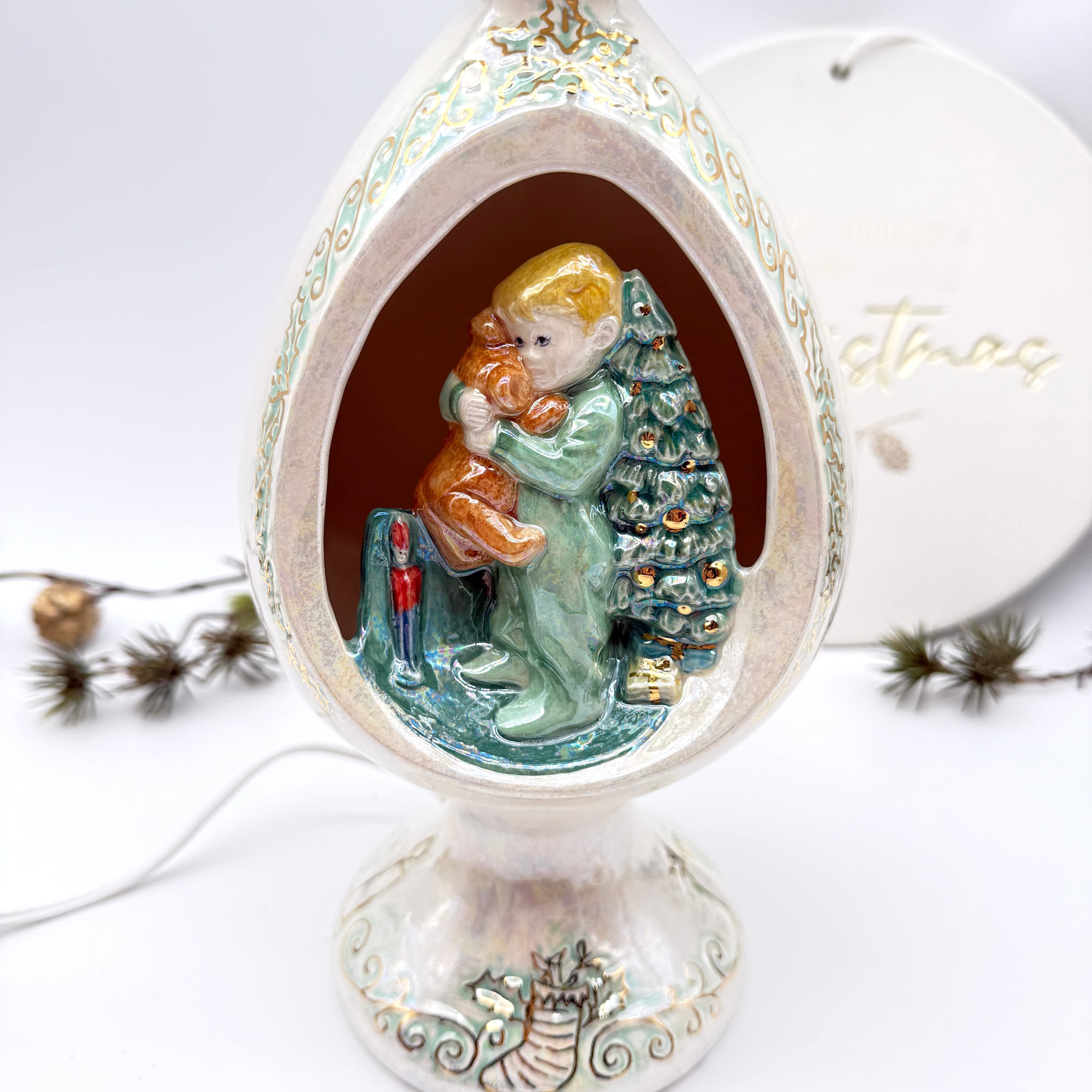 14” Vintage-Inspired Ceramic Christmas Light-Up