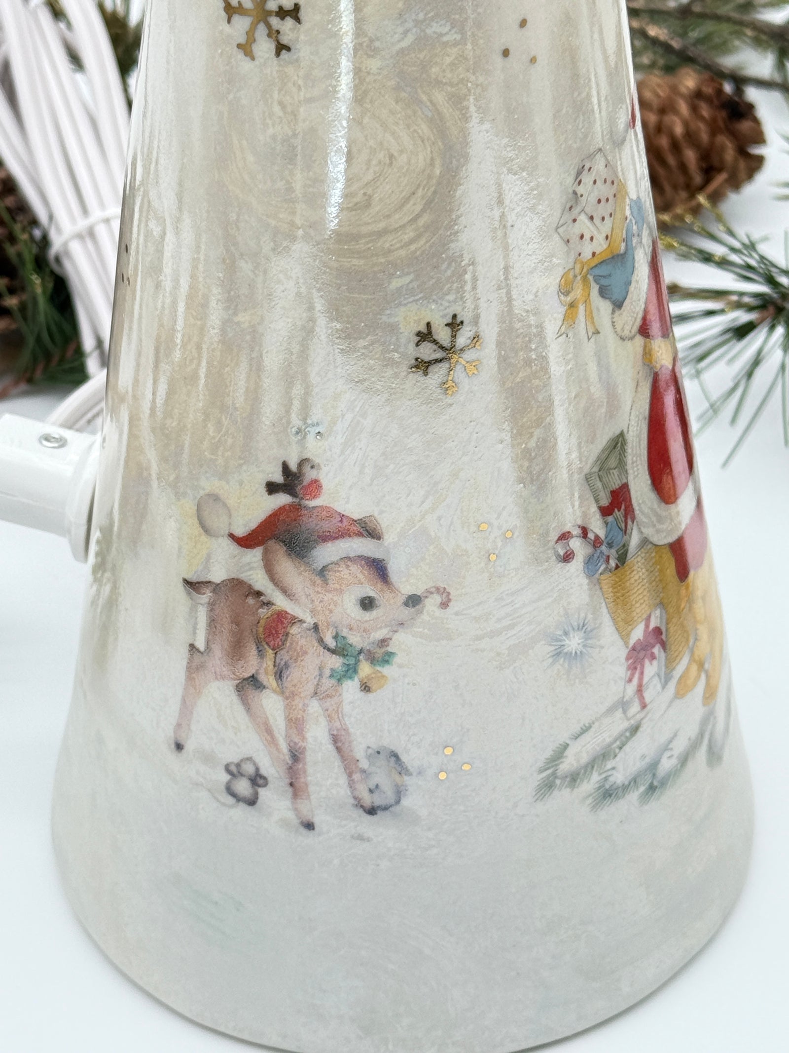 Porcelain Christmas Tree – Illuminated Vintage Decals
