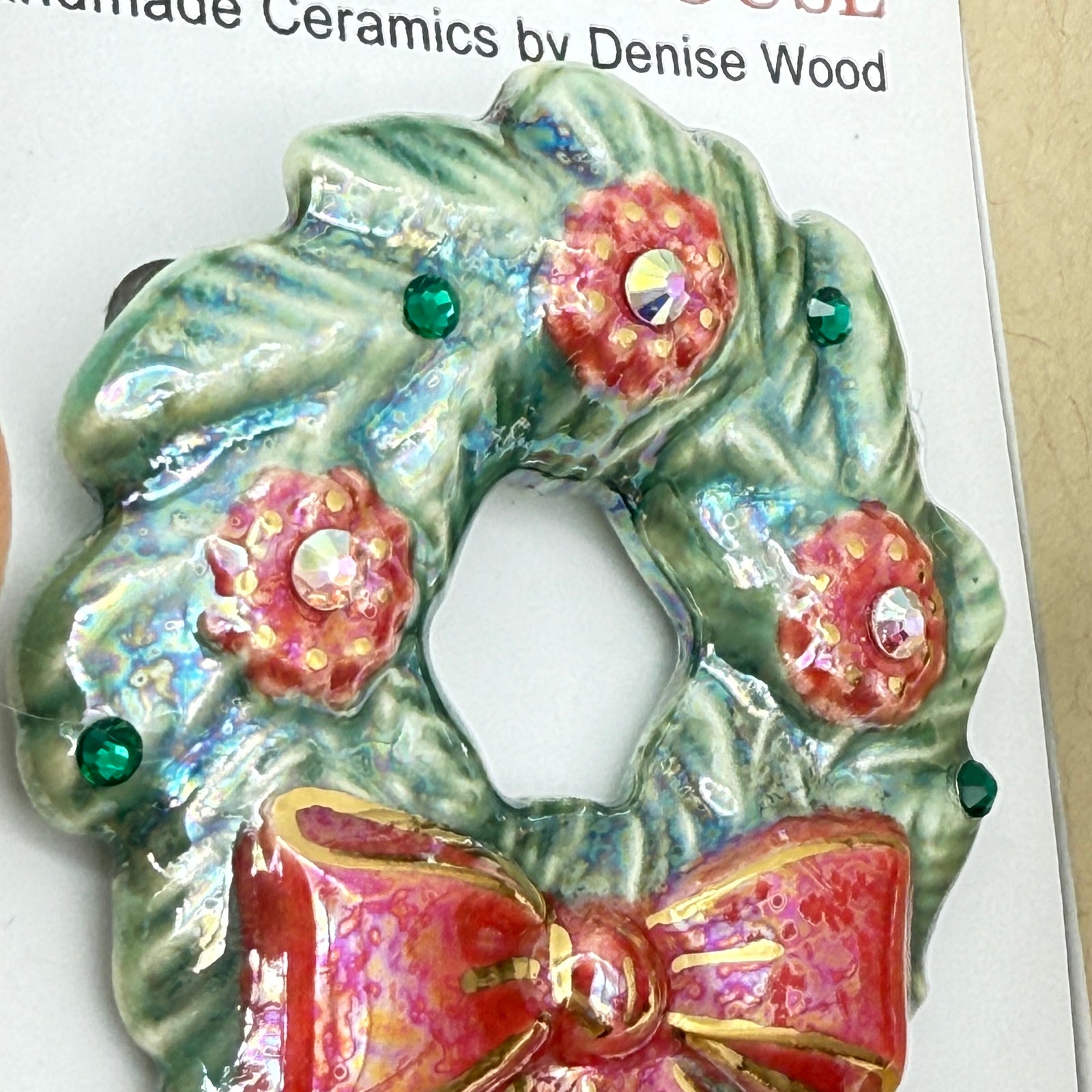 Vintage Style Ceramic Brooch Wreath