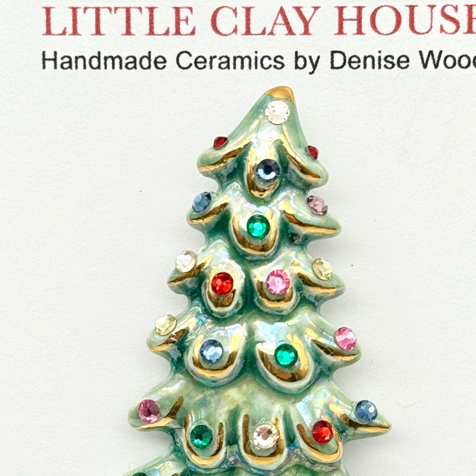 Vintage Style Ceramic Whimiscal Tree Brooch