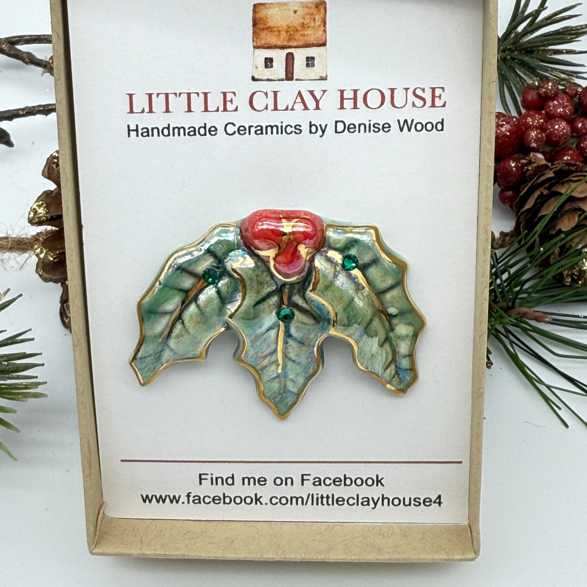 Vintage Style Ceramic Holly with Berries