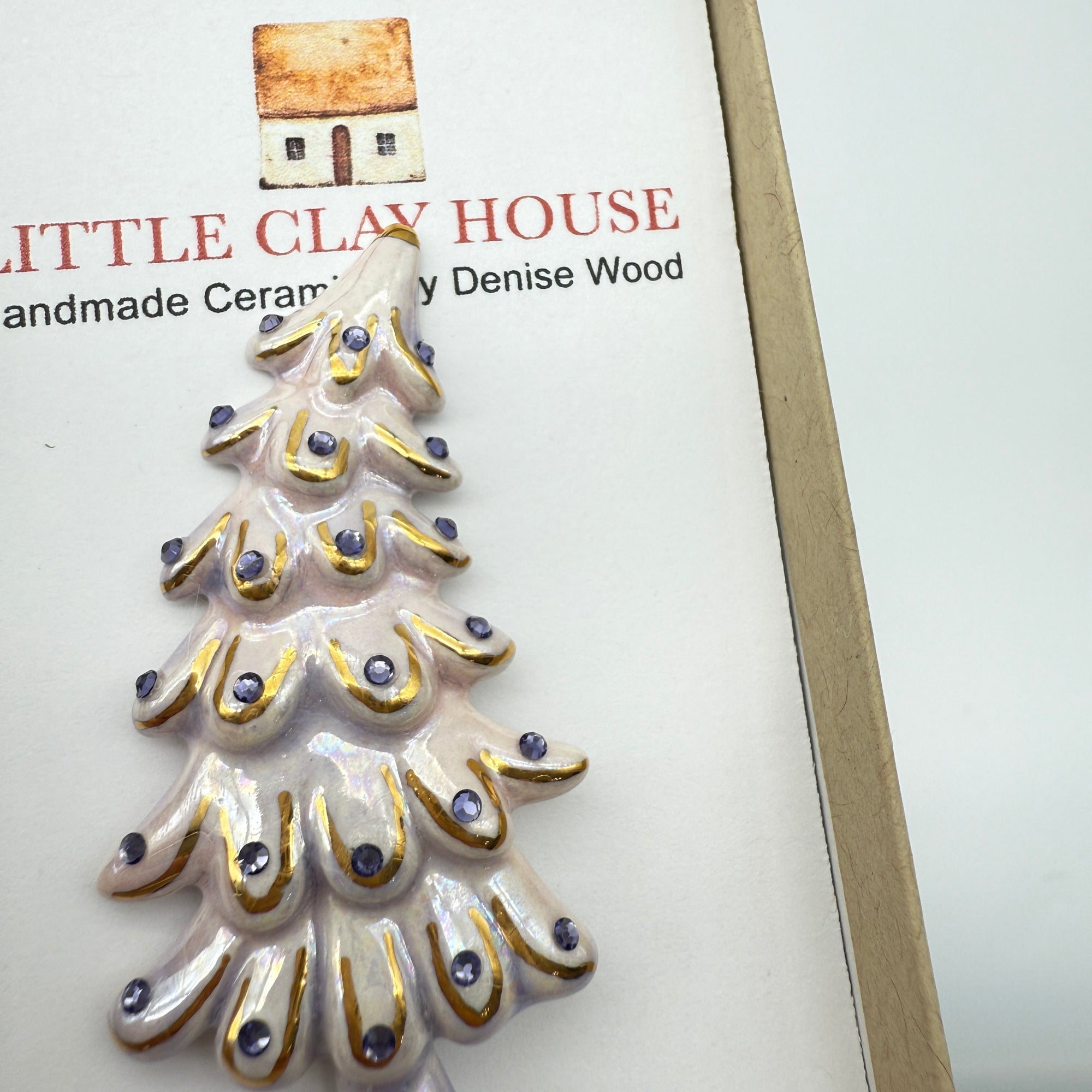 Christmas Tree Ceramic Brooch - Lavendar