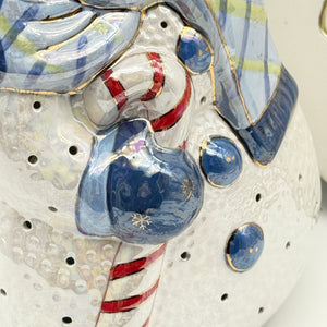 Handcrafted Iridescent Snowman Lantern