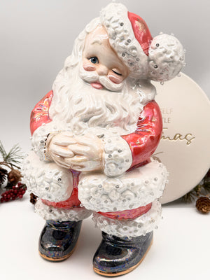 🎄 Hand-Cast Atlantic Winking Santa (14-inch)