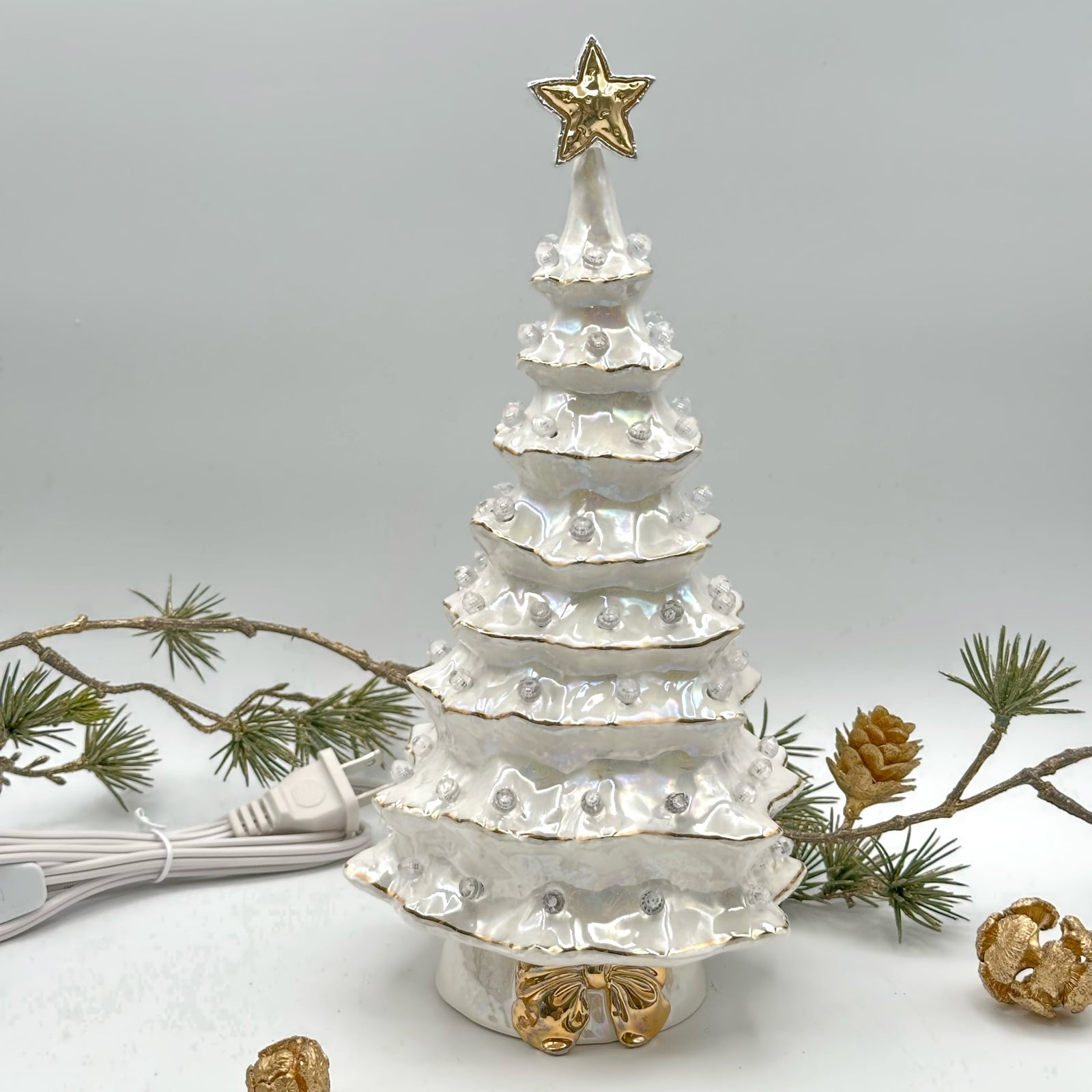 Gold-Kissed Pearl White Tree