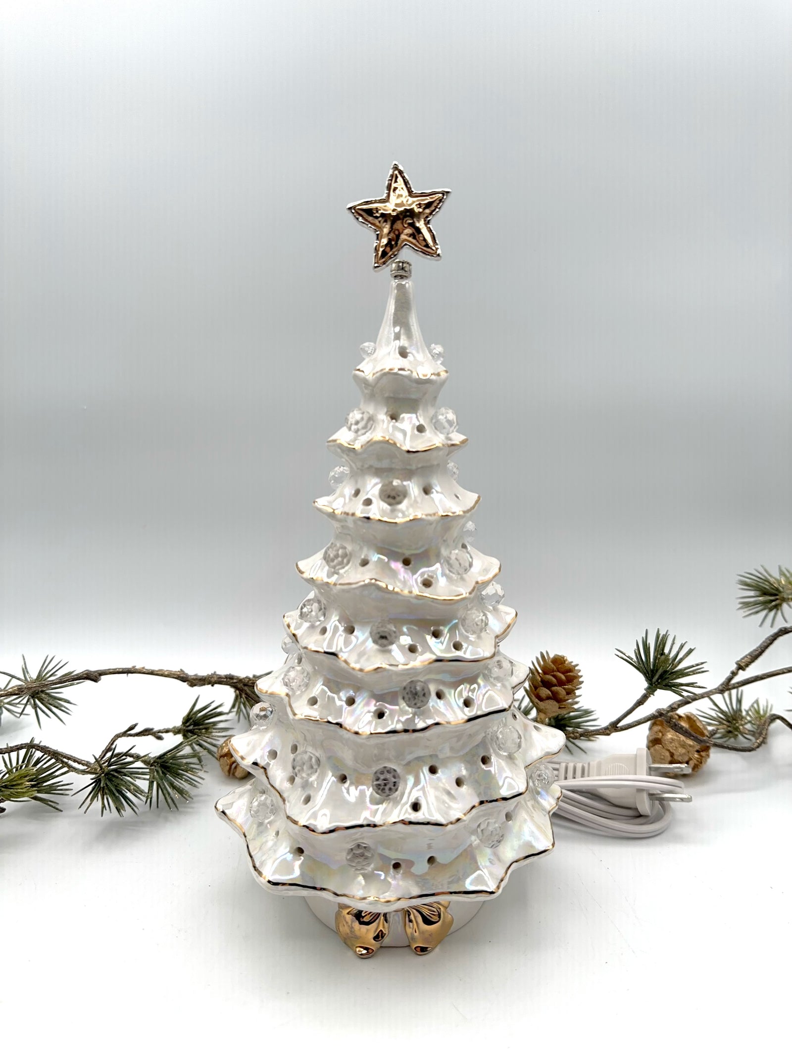 Gold-Kissed Pearl White Tree