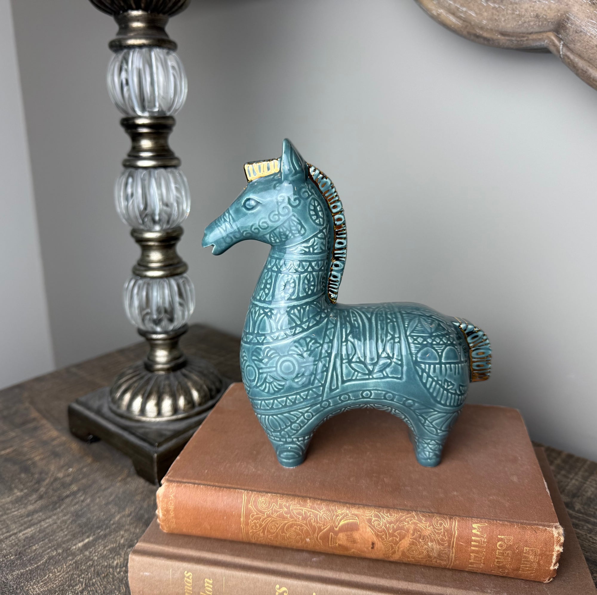 Slate Blue Mid-Century Bitossi Style Horse