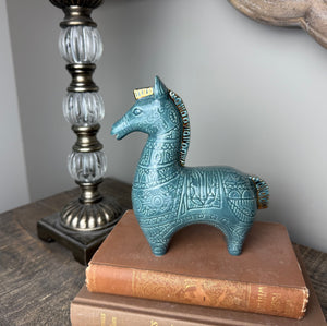 Slate Blue Mid-Century Bitossi Style Horse