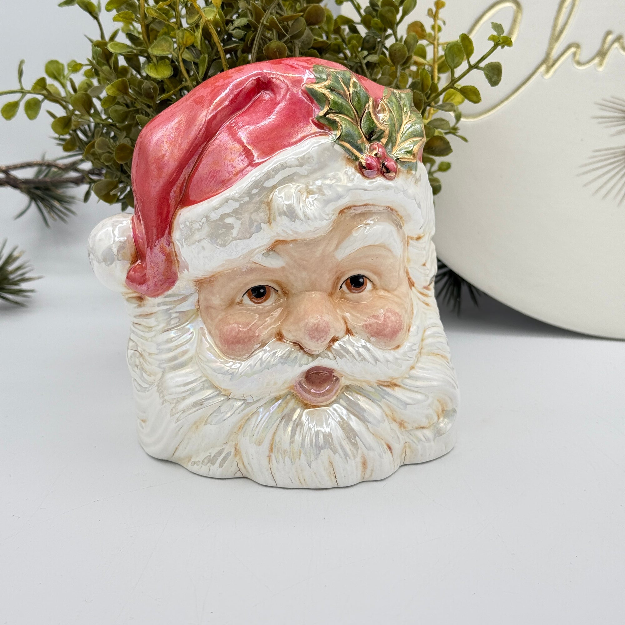 Vintage Santa Planter or Candy Holder