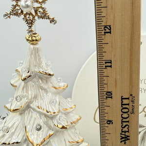 White Christmas Gold Bow Tree