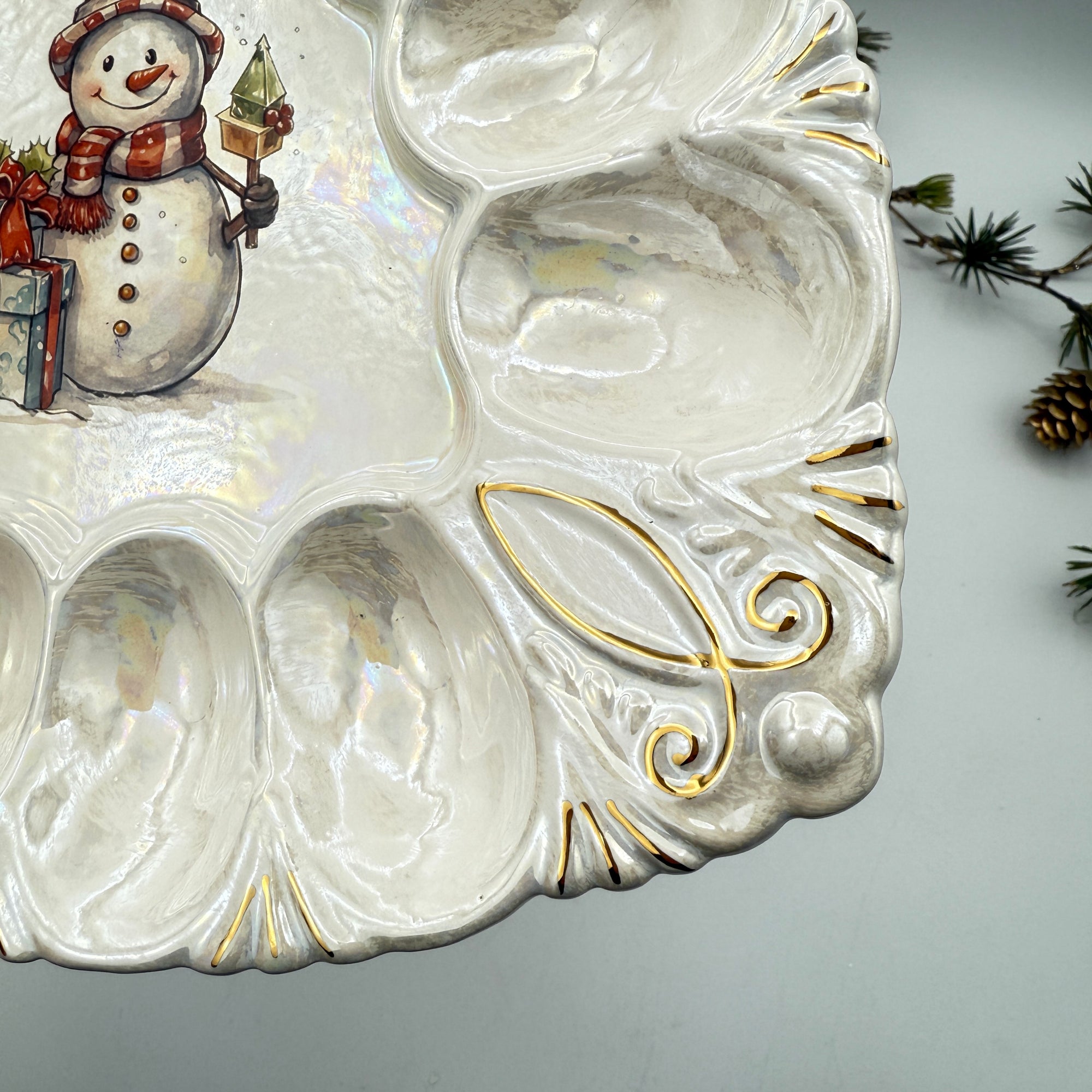 Handcrafted Snowman Egg Plate