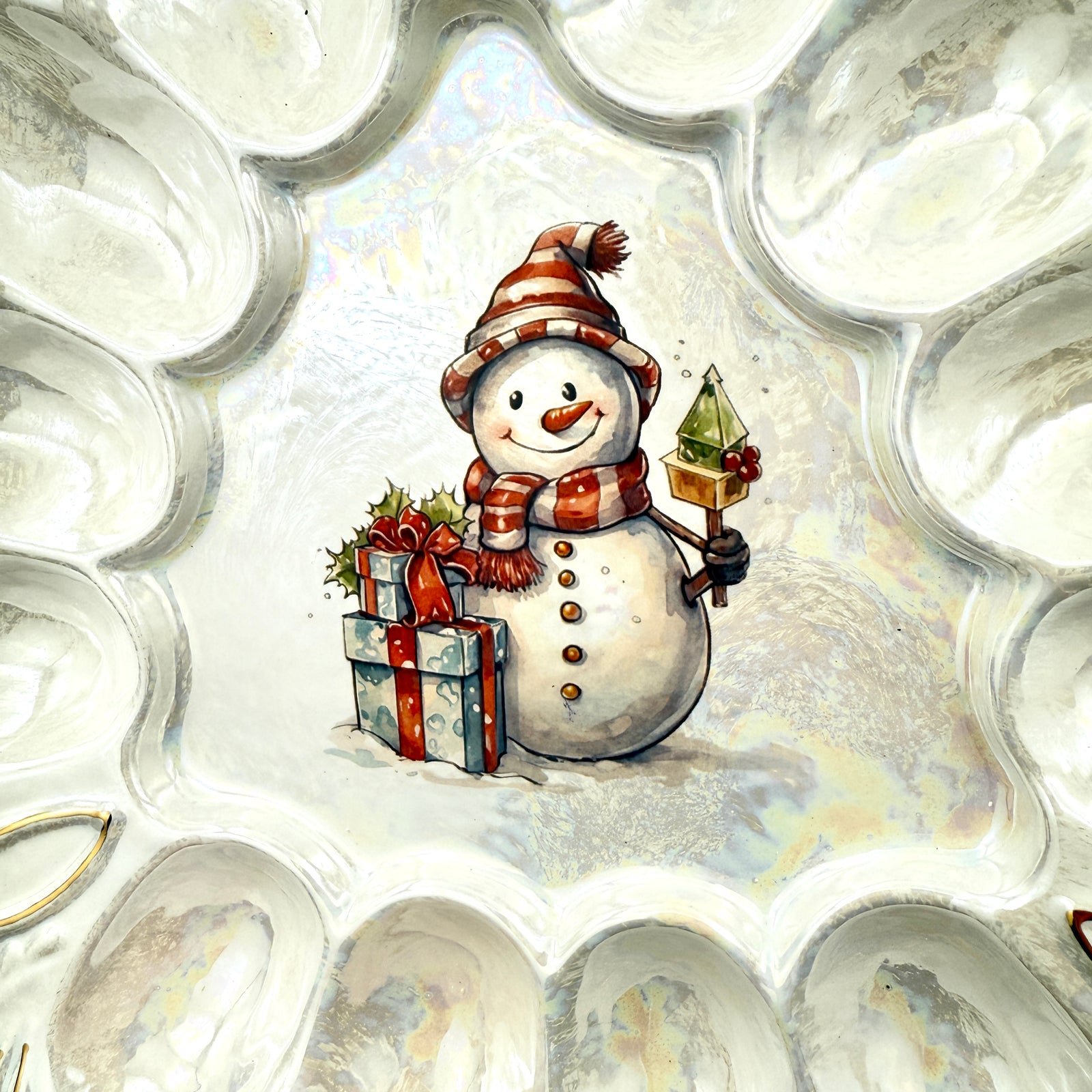 Handcrafted Snowman Egg Plate