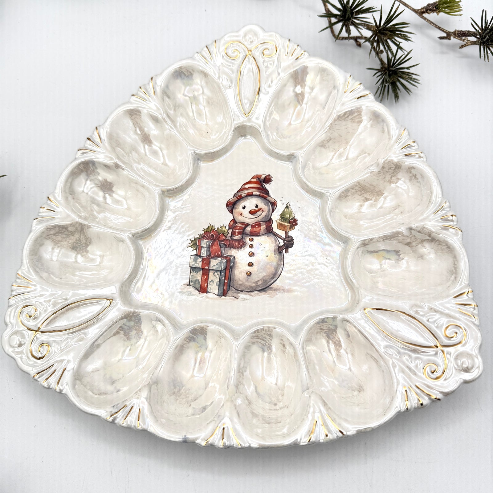 Handcrafted Snowman Egg Plate