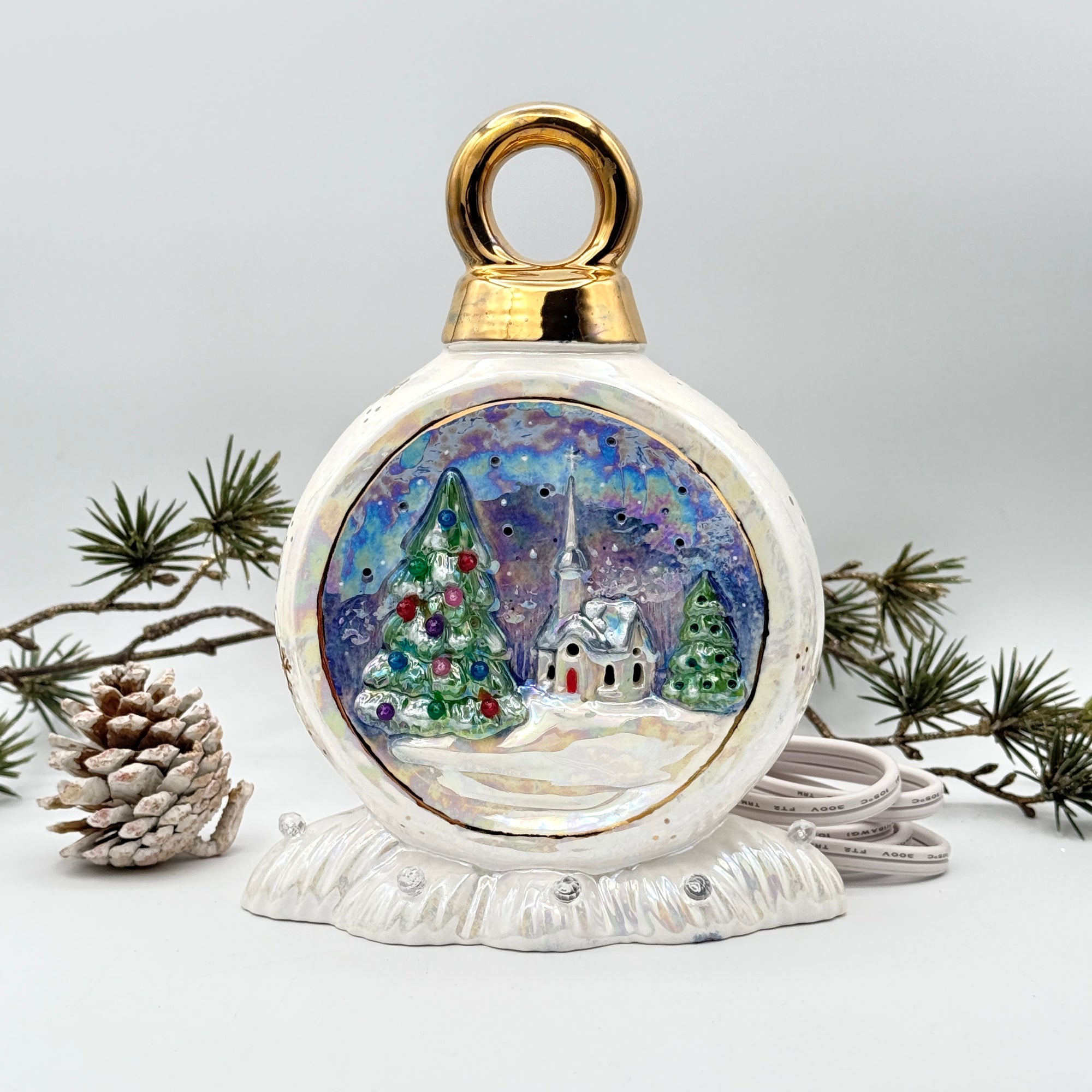 Illuminated Winter Village Ornament