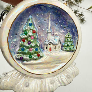 Illuminated Winter Village Ornament