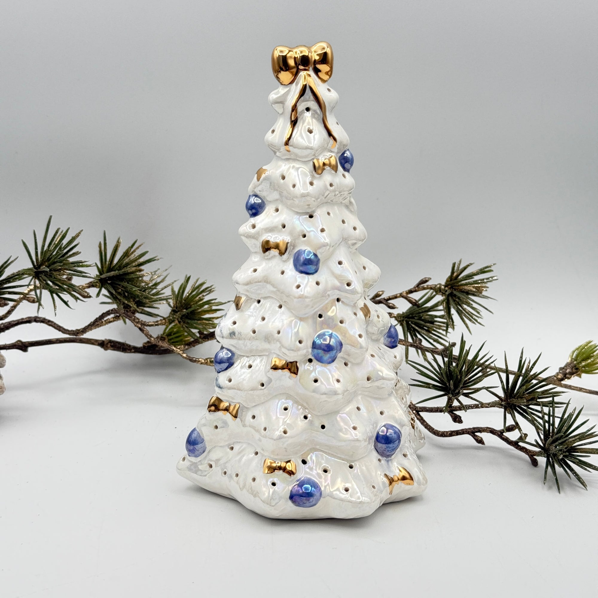 Pearl & Gold Ceramic Tree Luminary
