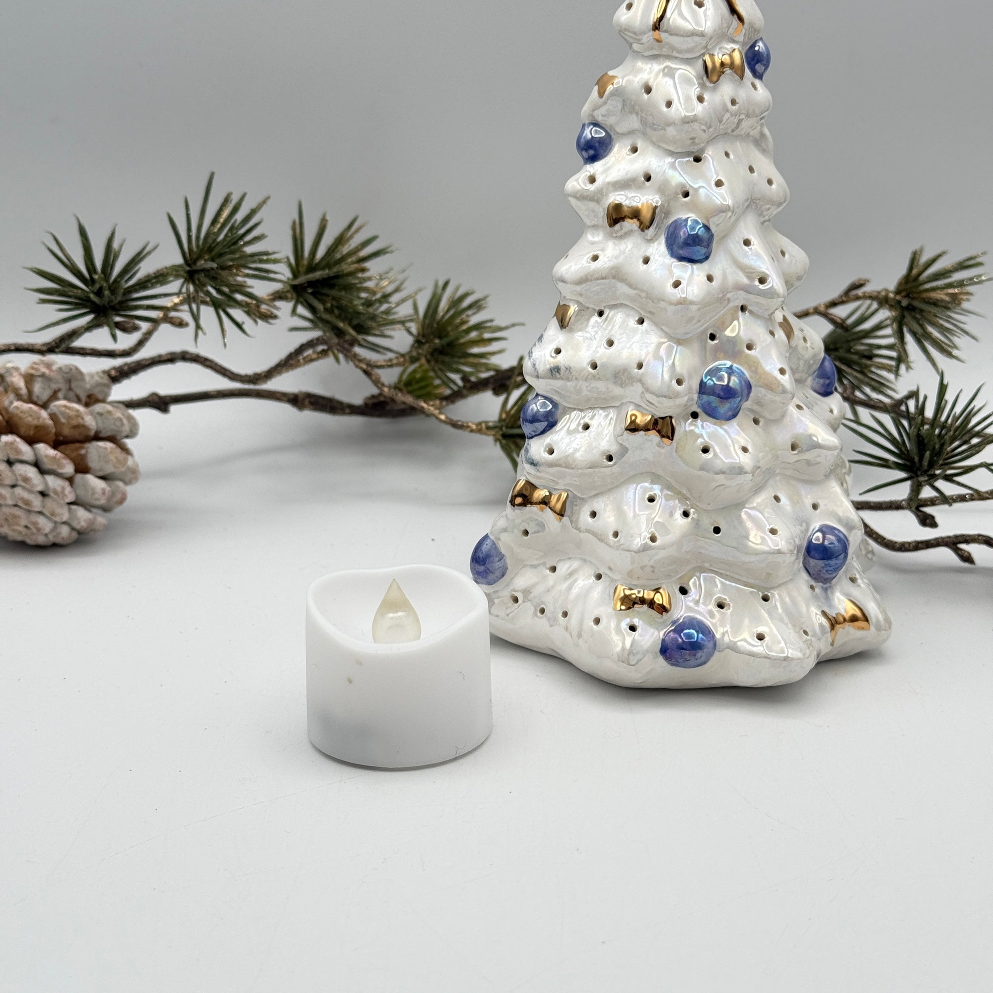 Pearl & Gold Ceramic Tree Luminary