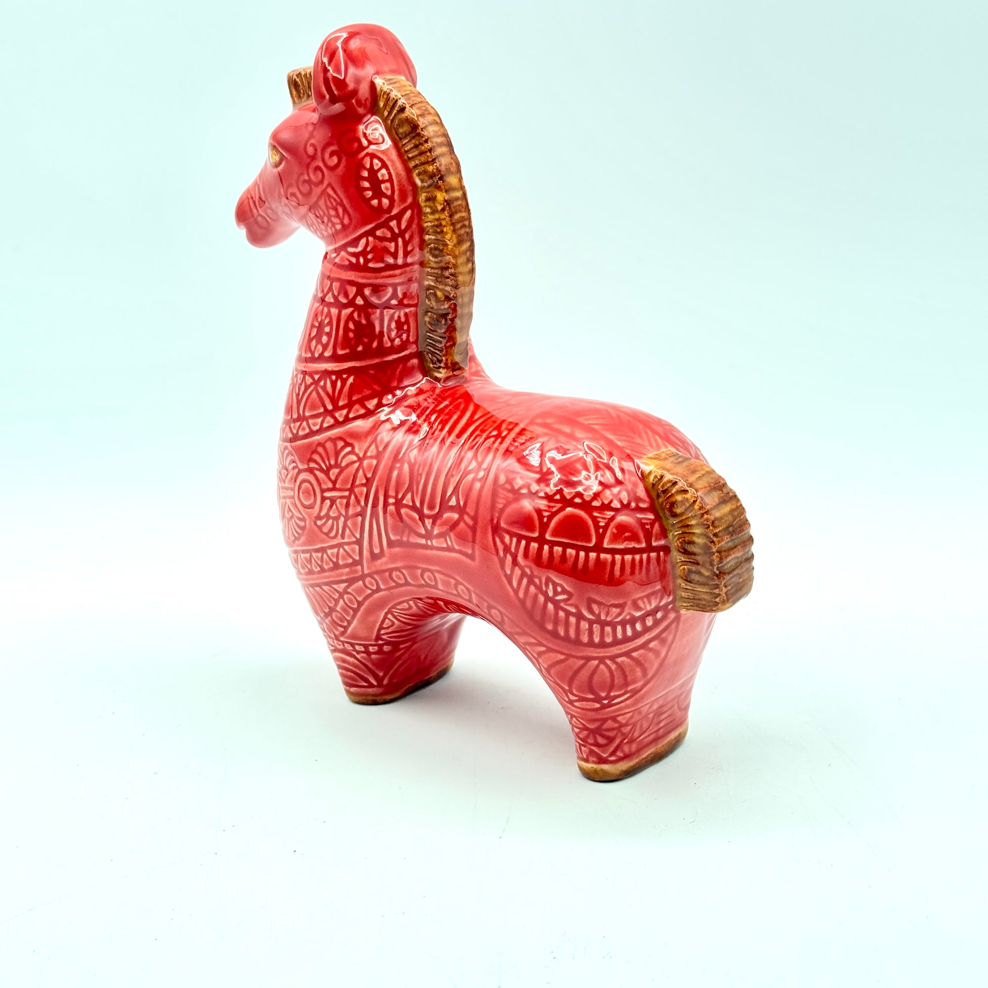 Red Mid-Century Bitossi Style Horse