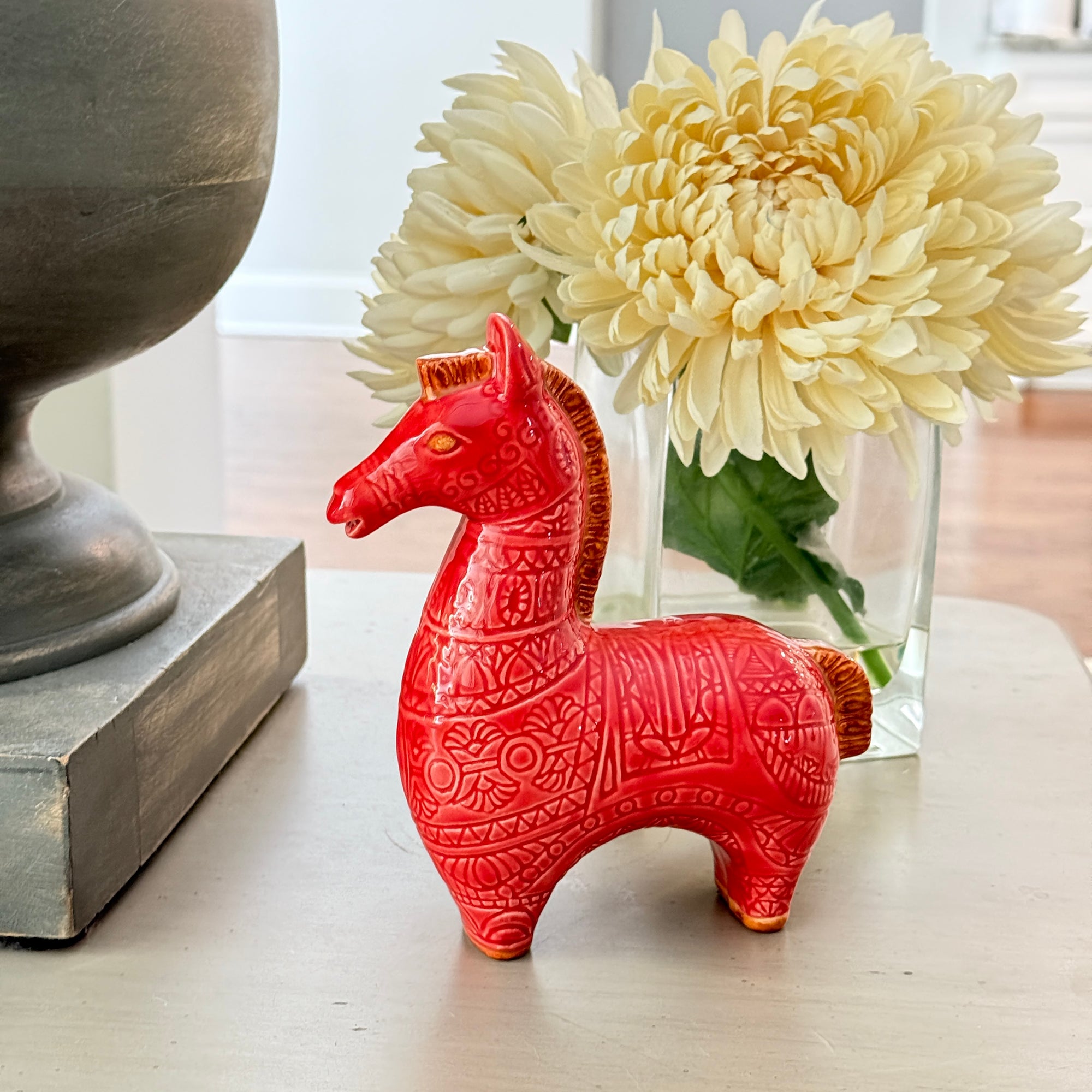 Red Mid-Century Bitossi Style Horse