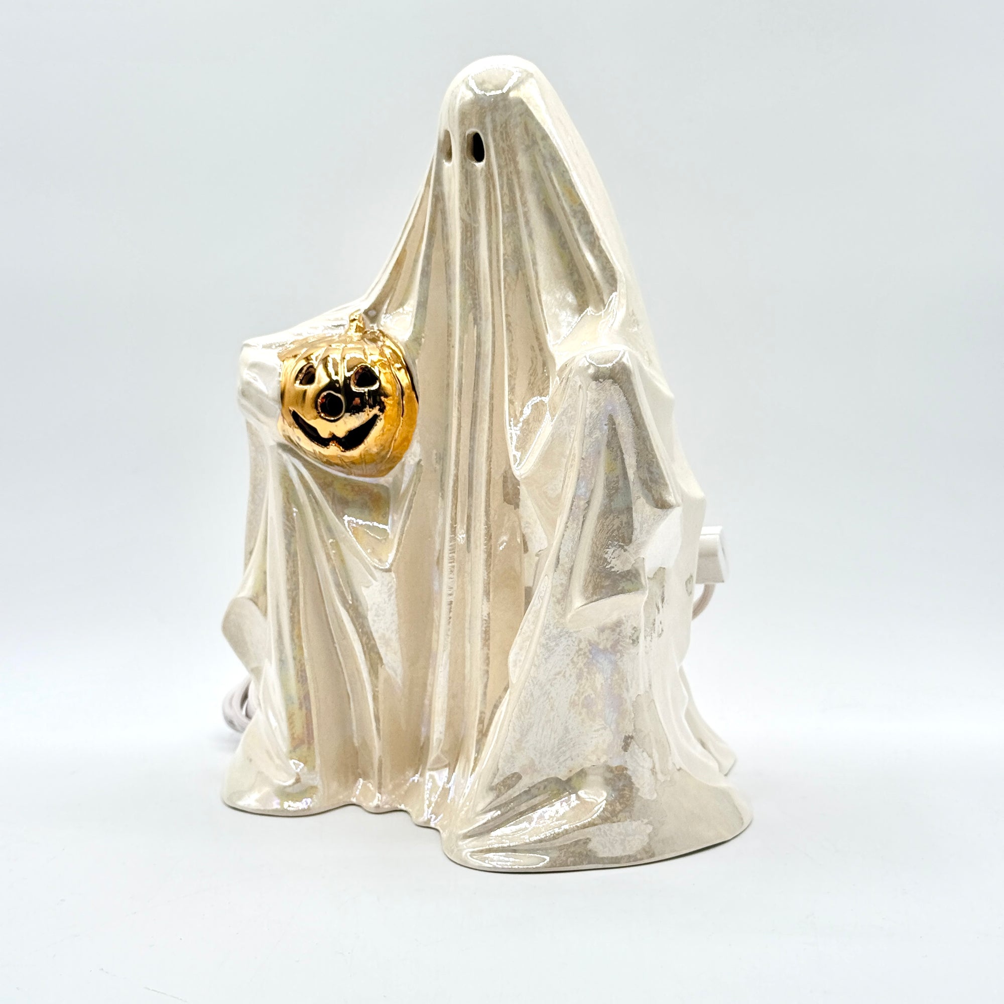 Mother of Pearl Ghost Lamp with Real Gold Pumpkin