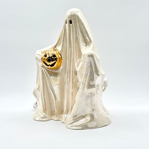 Mother of Pearl Ghost Lamp with Real Gold Pumpkin